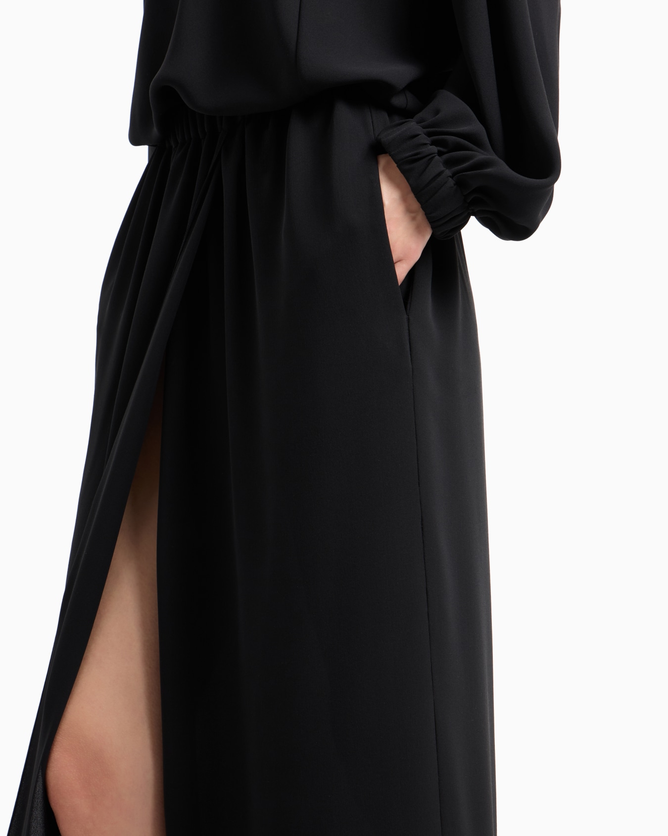 Long triple silk georgette dress Slide 6