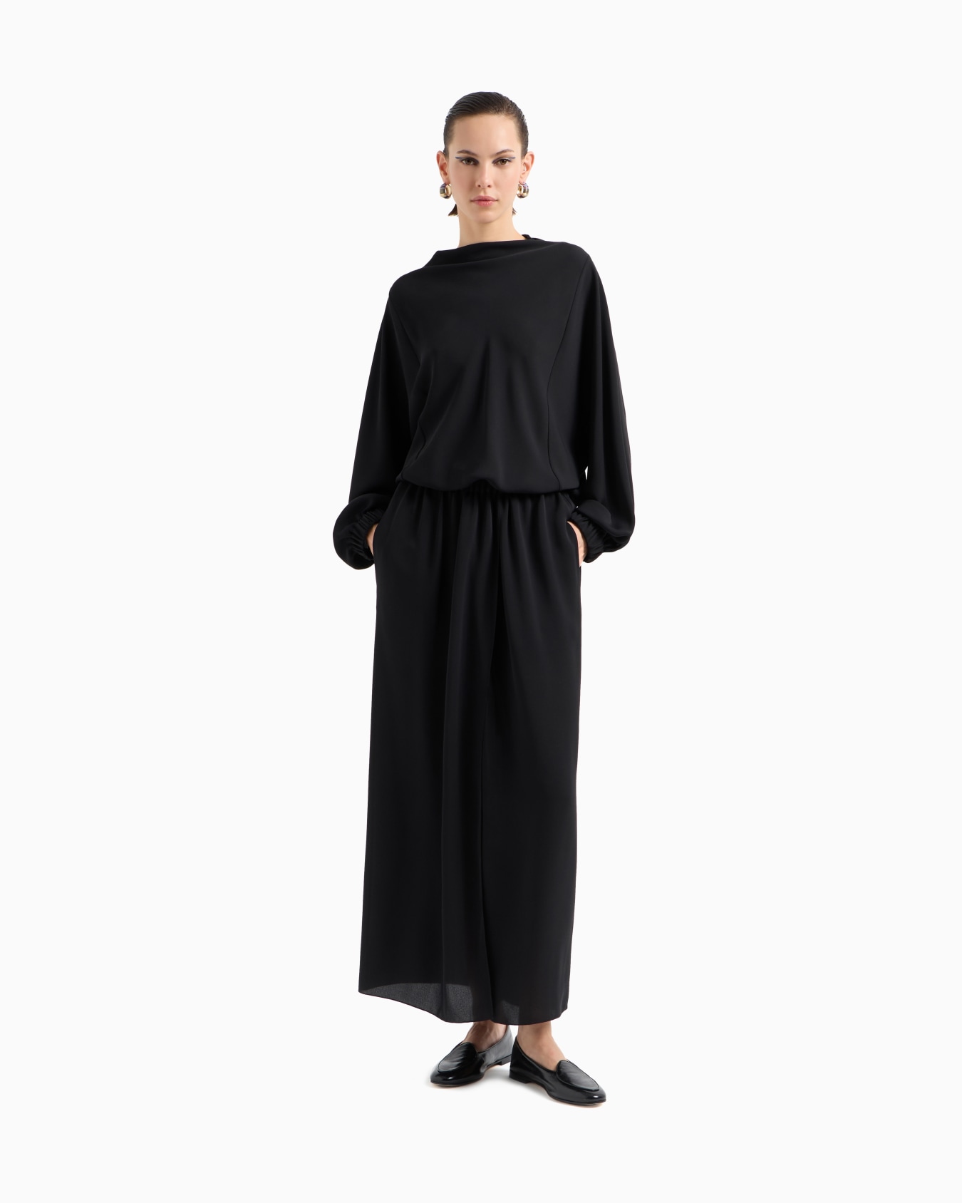 Long triple silk georgette dress Slide 4