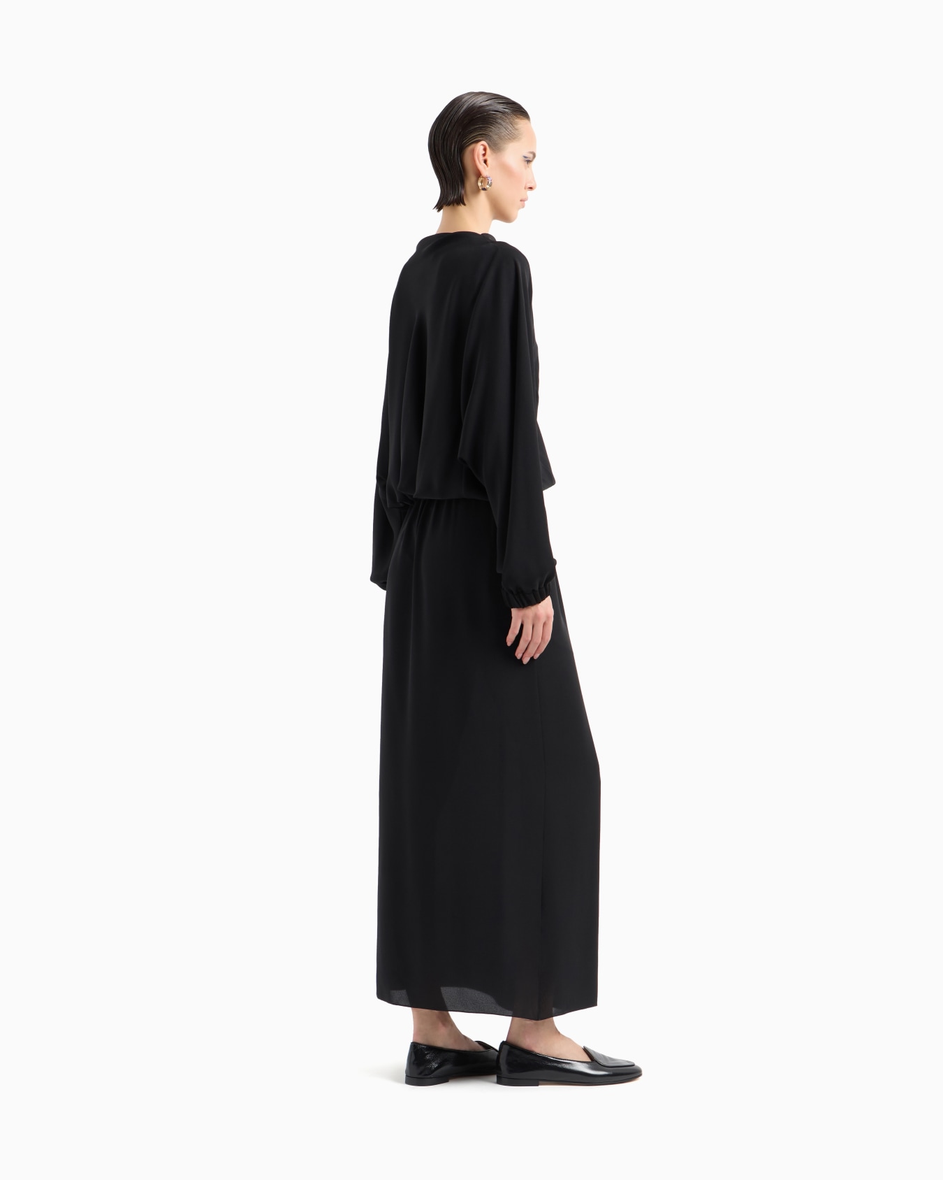 Long triple silk georgette dress Slide 3