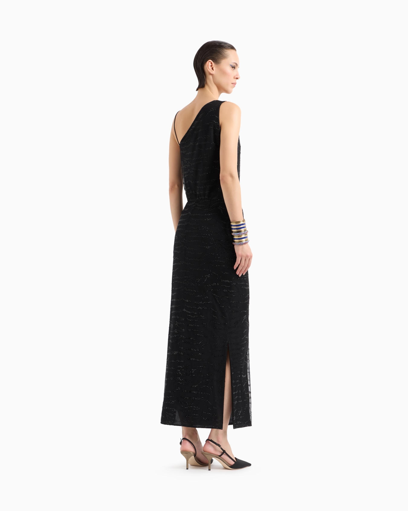 Silk long dress with rhinestone embroidery Slide 2