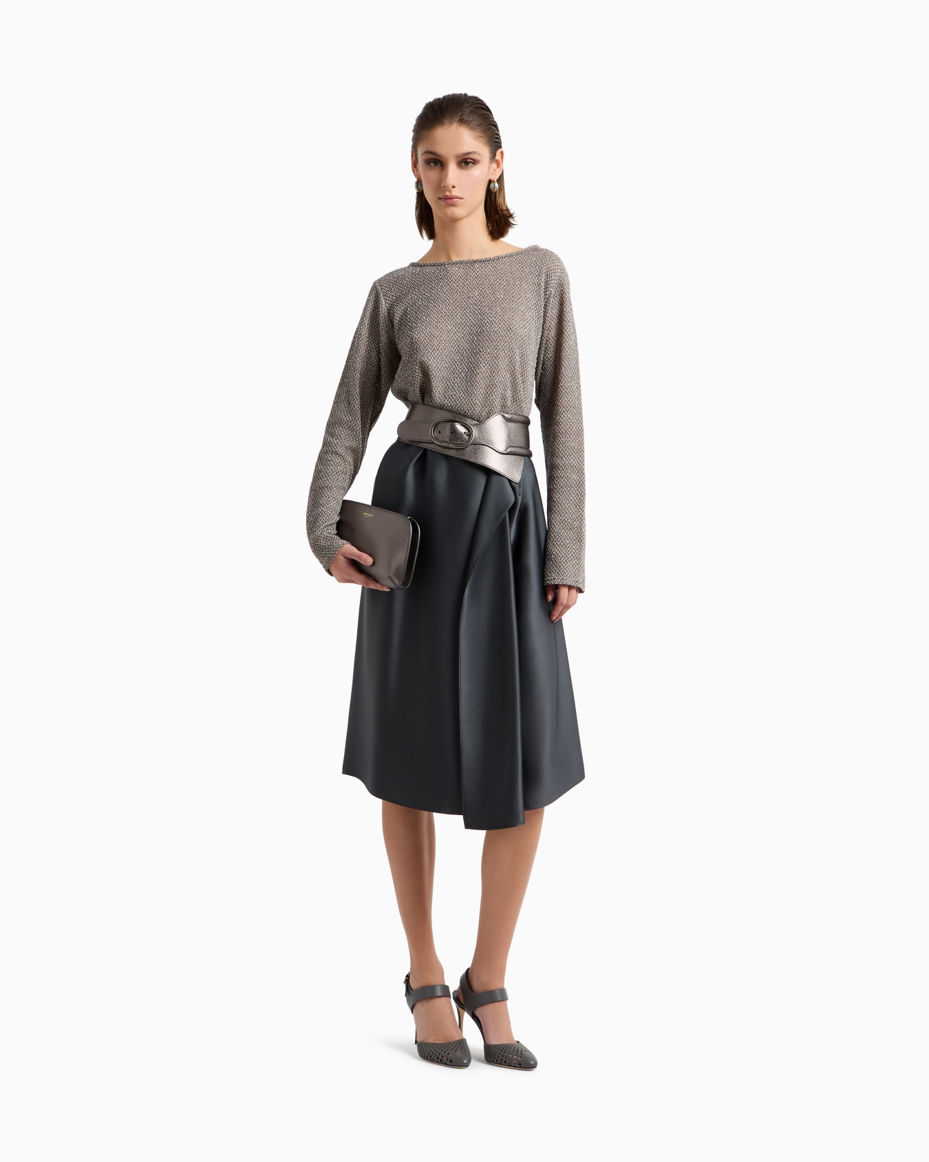 Lamé leather la Prima horizontal clutch bag Slide 5
