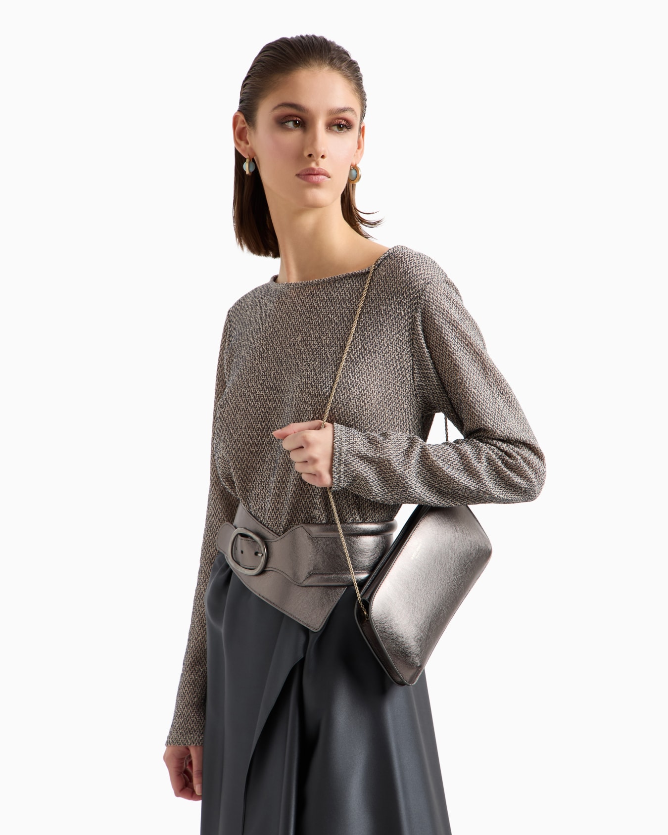 Lamé leather la Prima horizontal clutch bag Slide 6