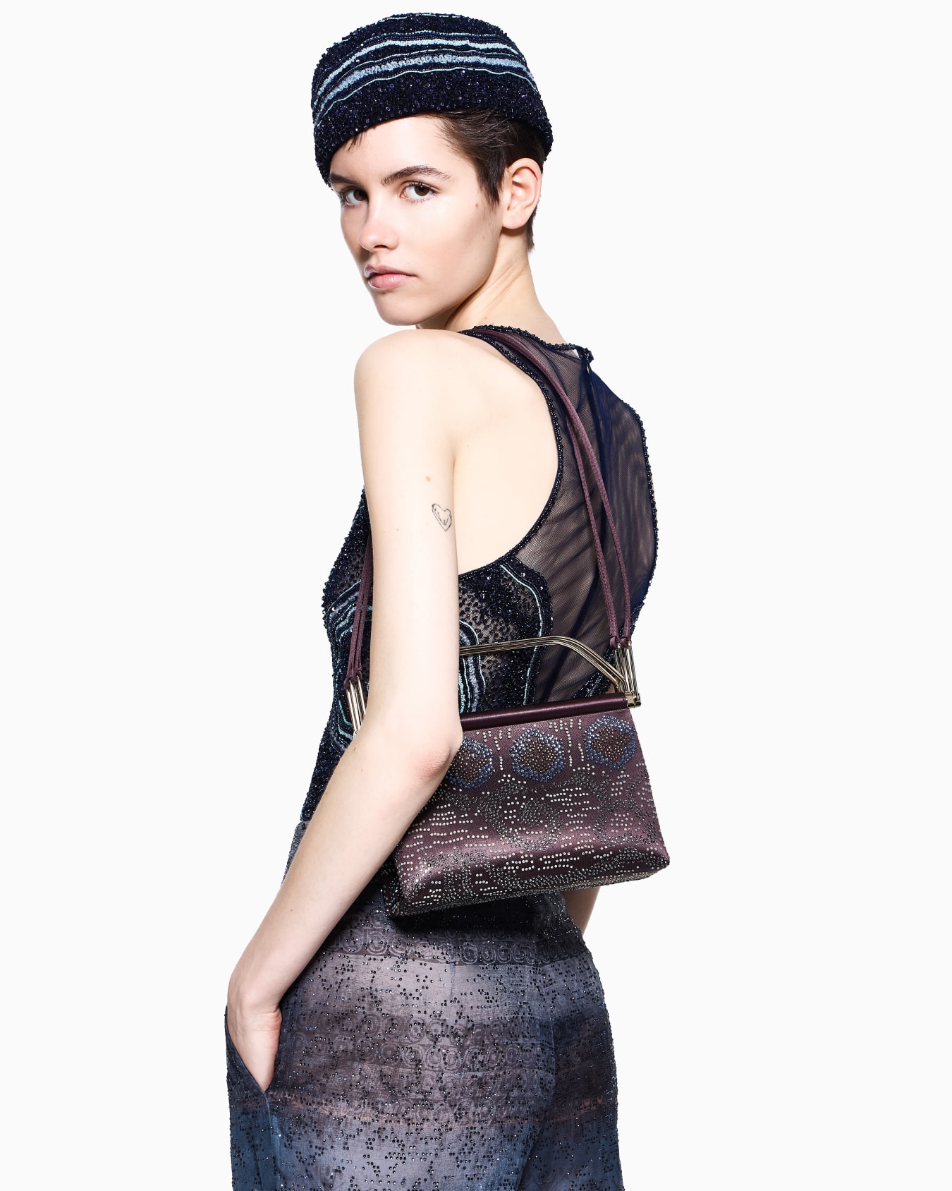 ハンドバッグ サテン／ラインストーン スモール スライドする 6