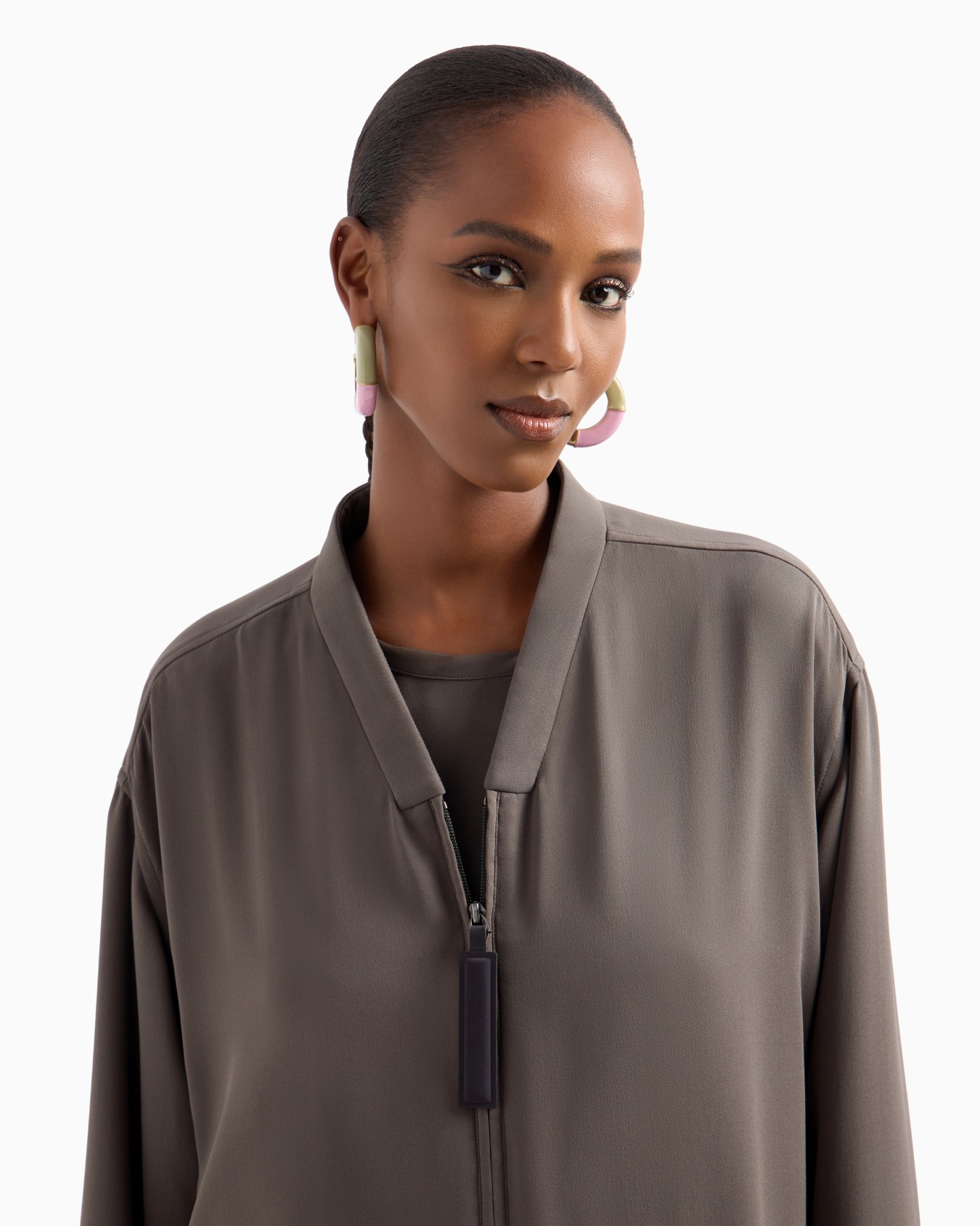 Triple silk georgette pea coat Slide 5