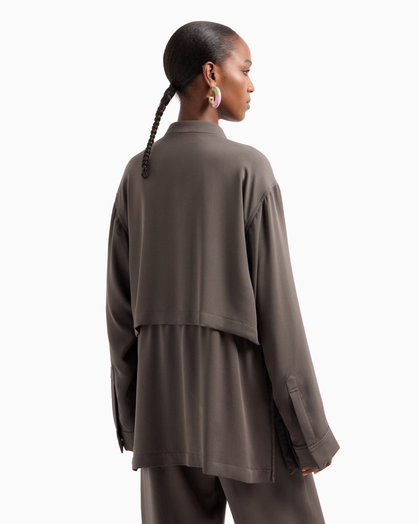 Triple silk georgette pea coat Slide 3