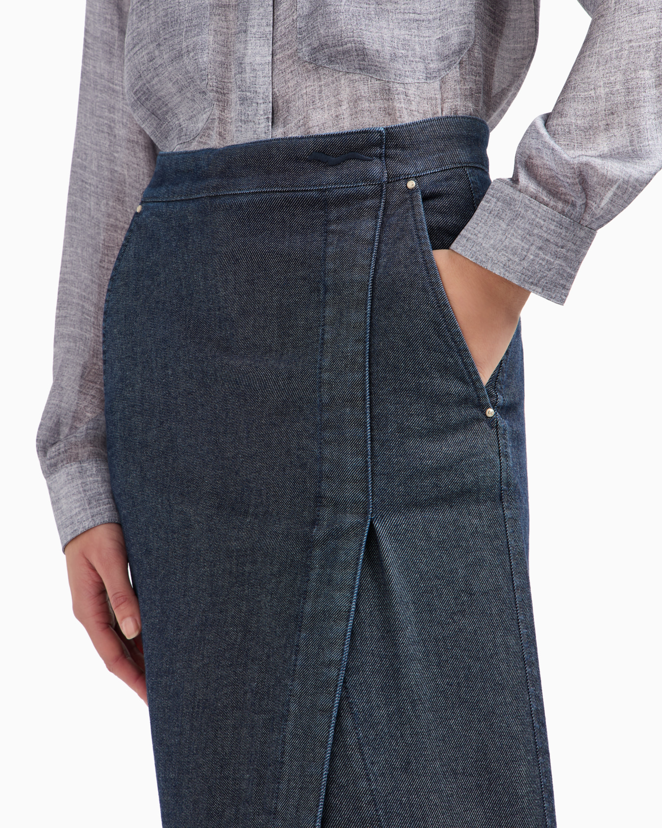 Midirock aus Stretch-Baumwolldenim Folie 4