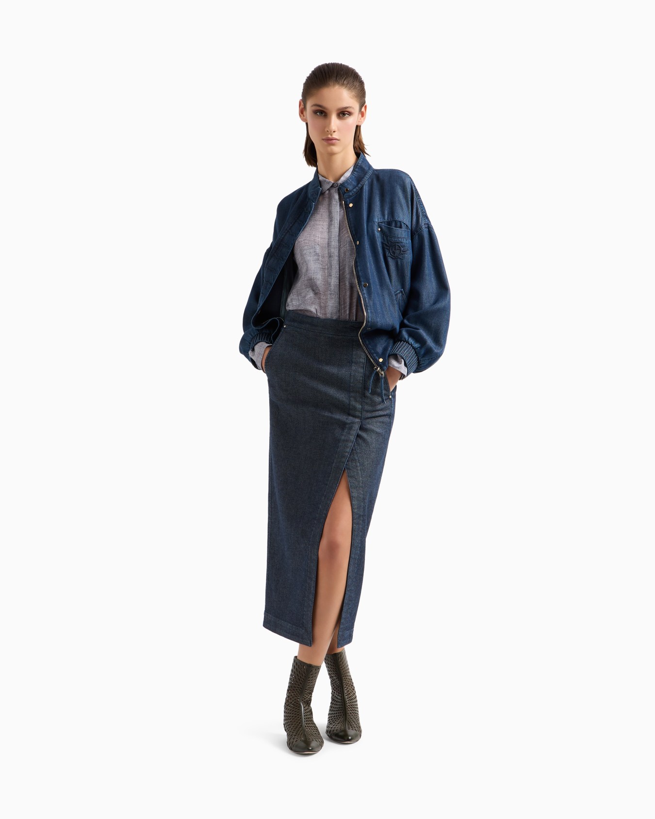 Midirock aus Stretch-Baumwolldenim Folie 1