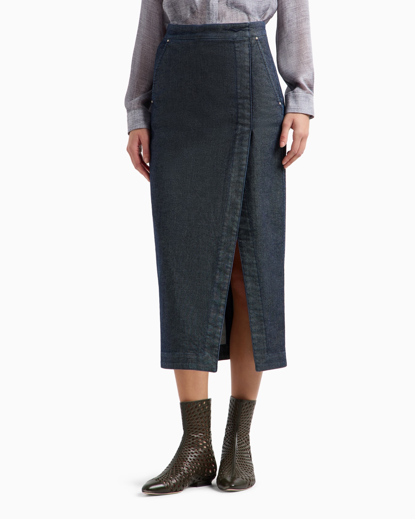Midirock aus Stretch-Baumwolldenim Folie 3