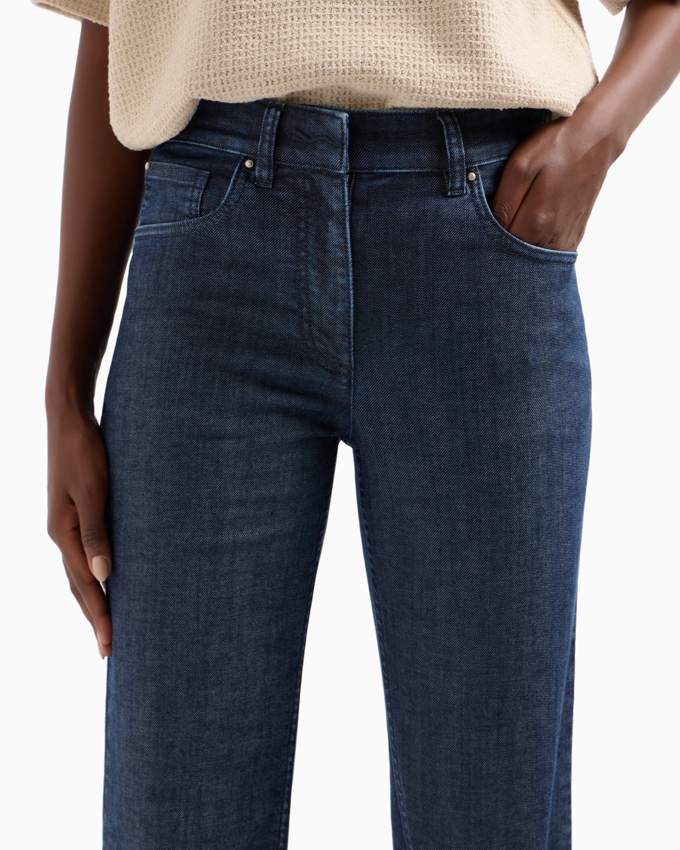 Denim Collection five-pocket flared trousers in stretch denim Slide 5