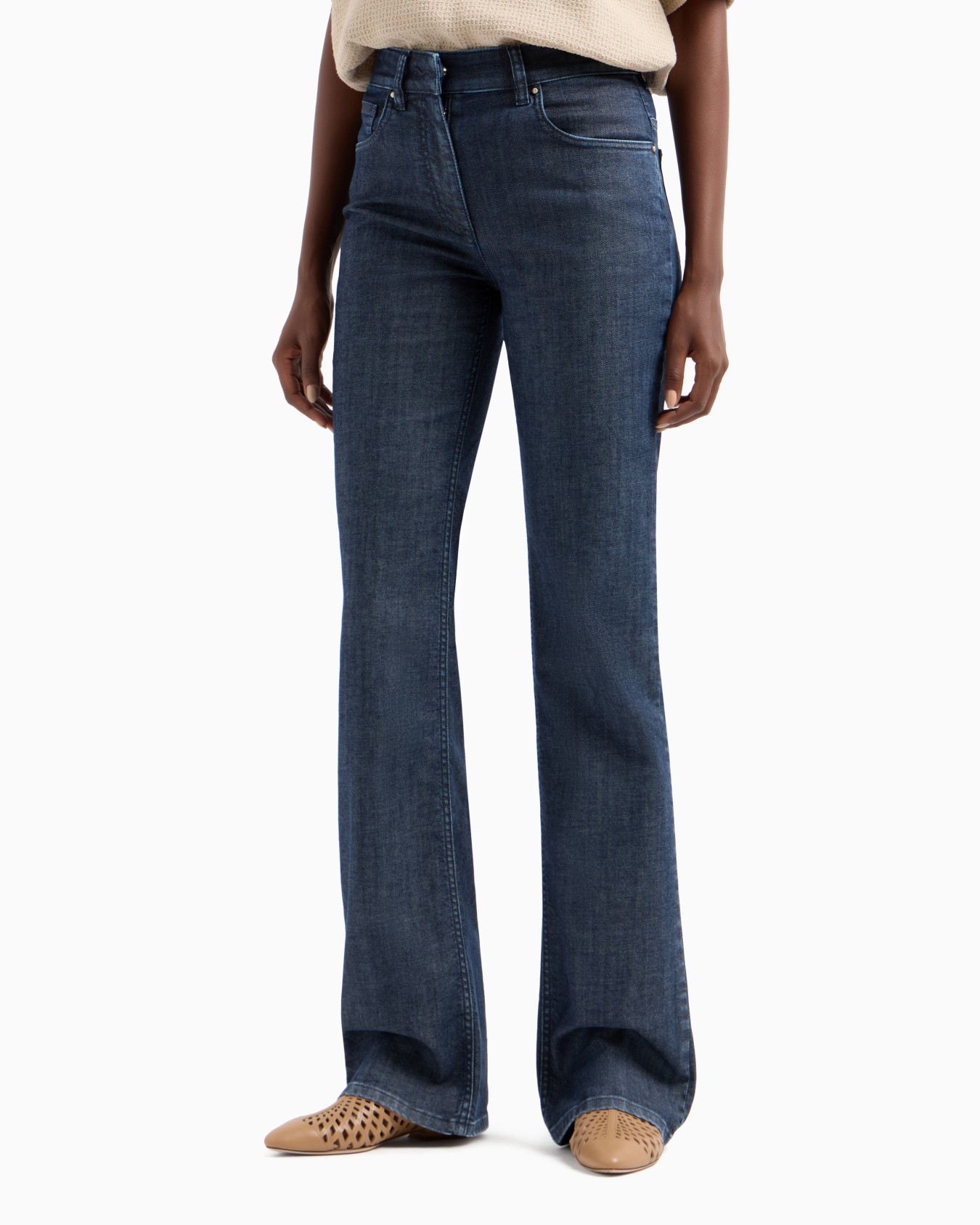 Denim Collection five-pocket flared trousers in stretch denim Slide 4