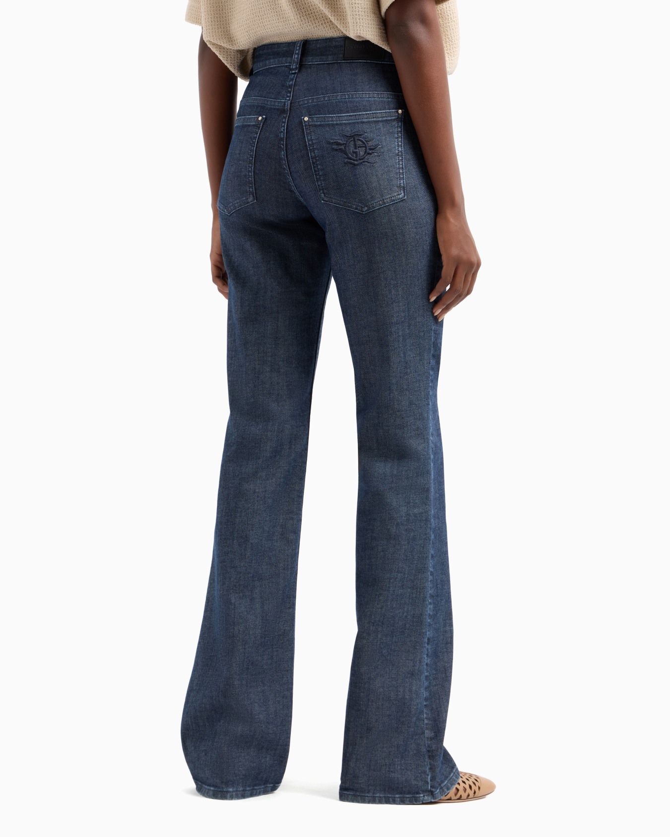 Denim Collection five-pocket flared trousers in stretch denim Slide 3