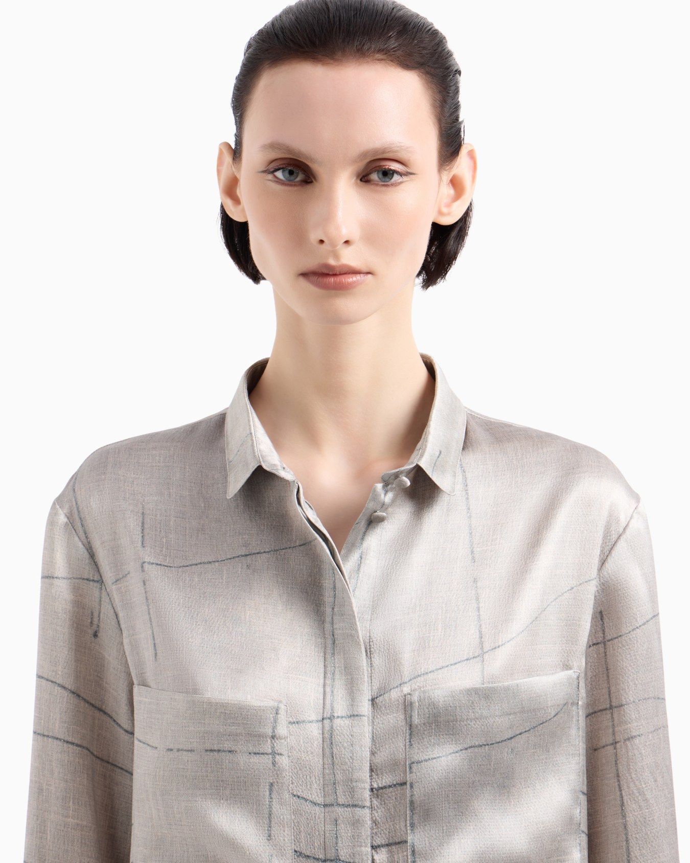 Camisa en raso de seda estampada Diapositiva 5