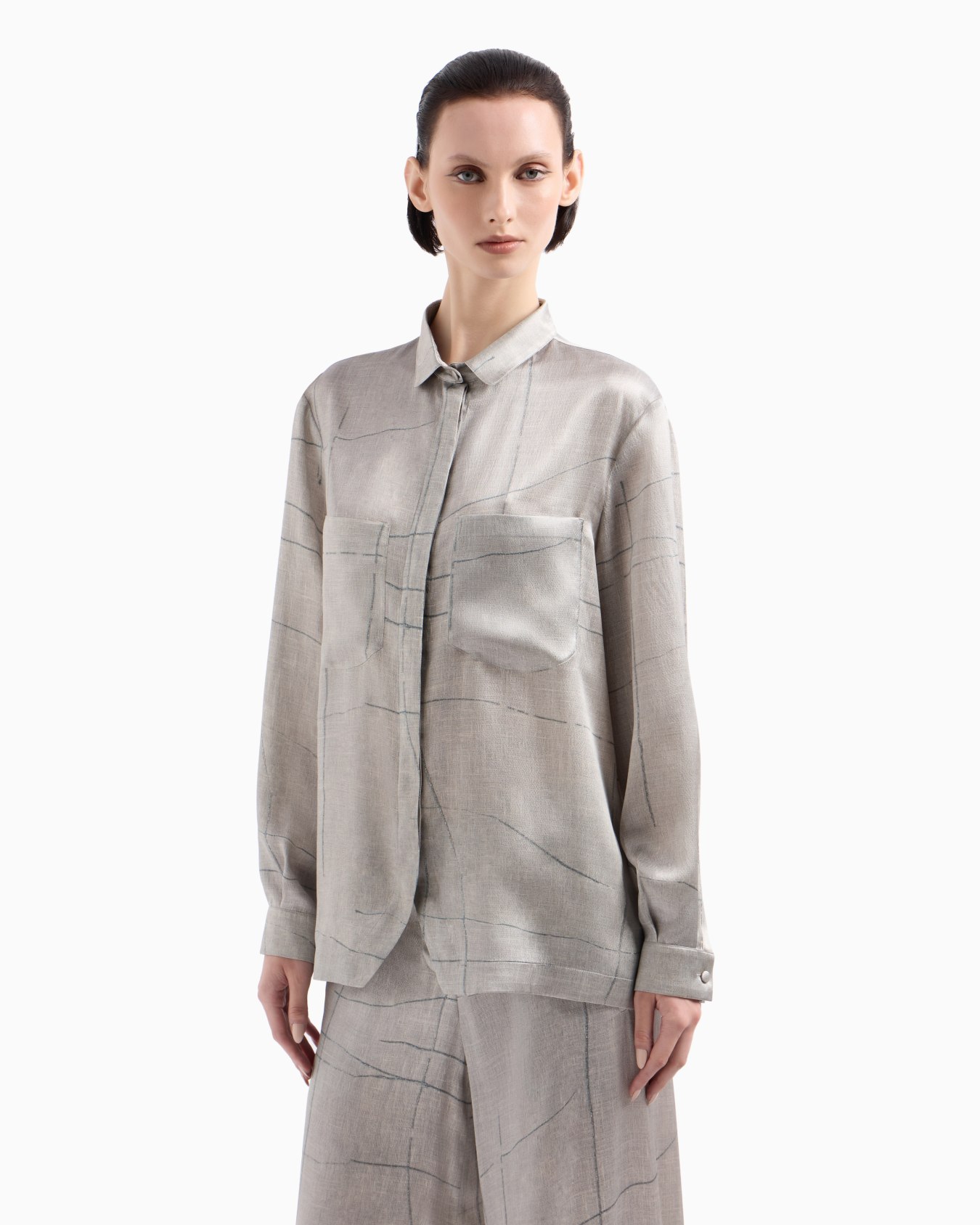 Camisa en raso de seda estampada Diapositiva 4
