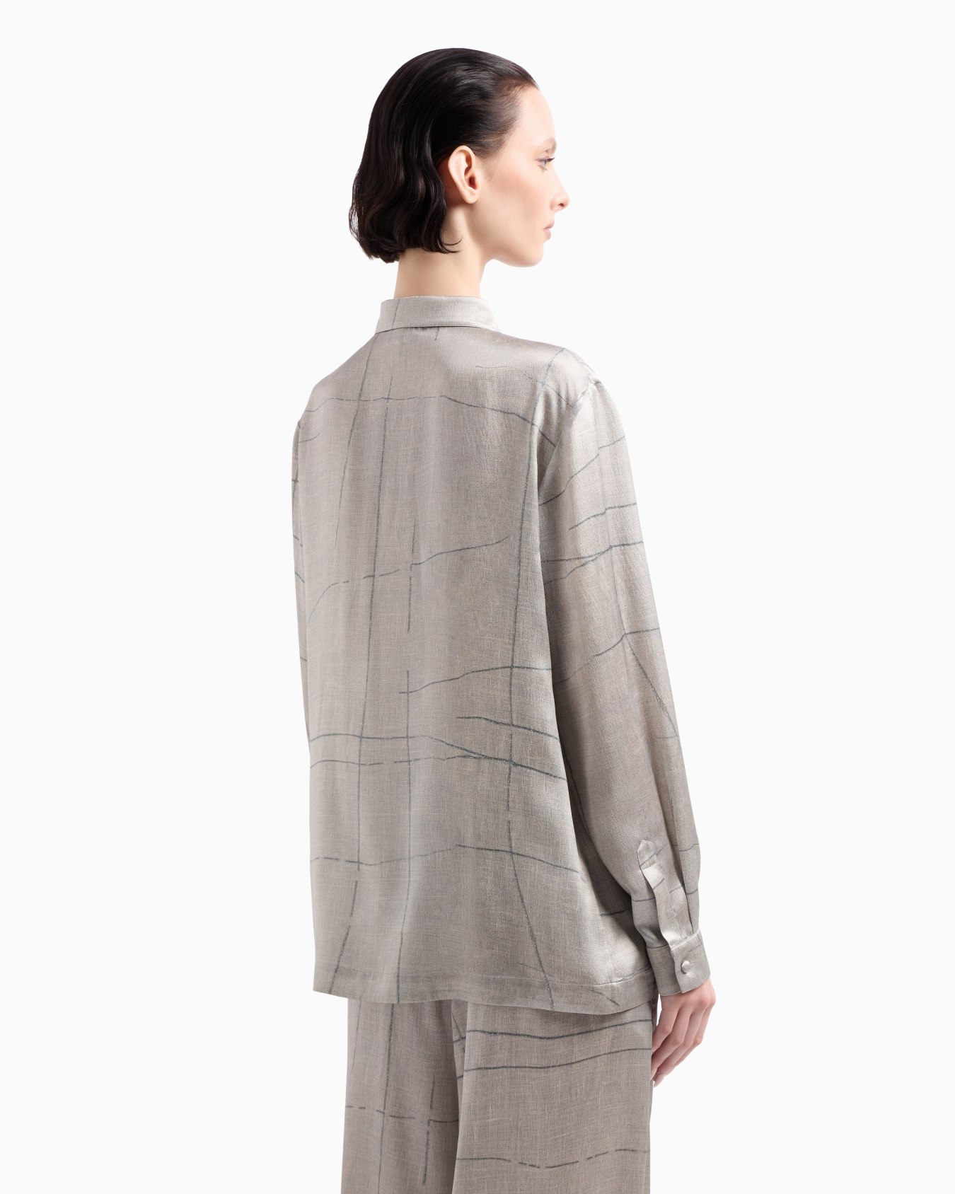 Camisa en raso de seda estampada Diapositiva 3