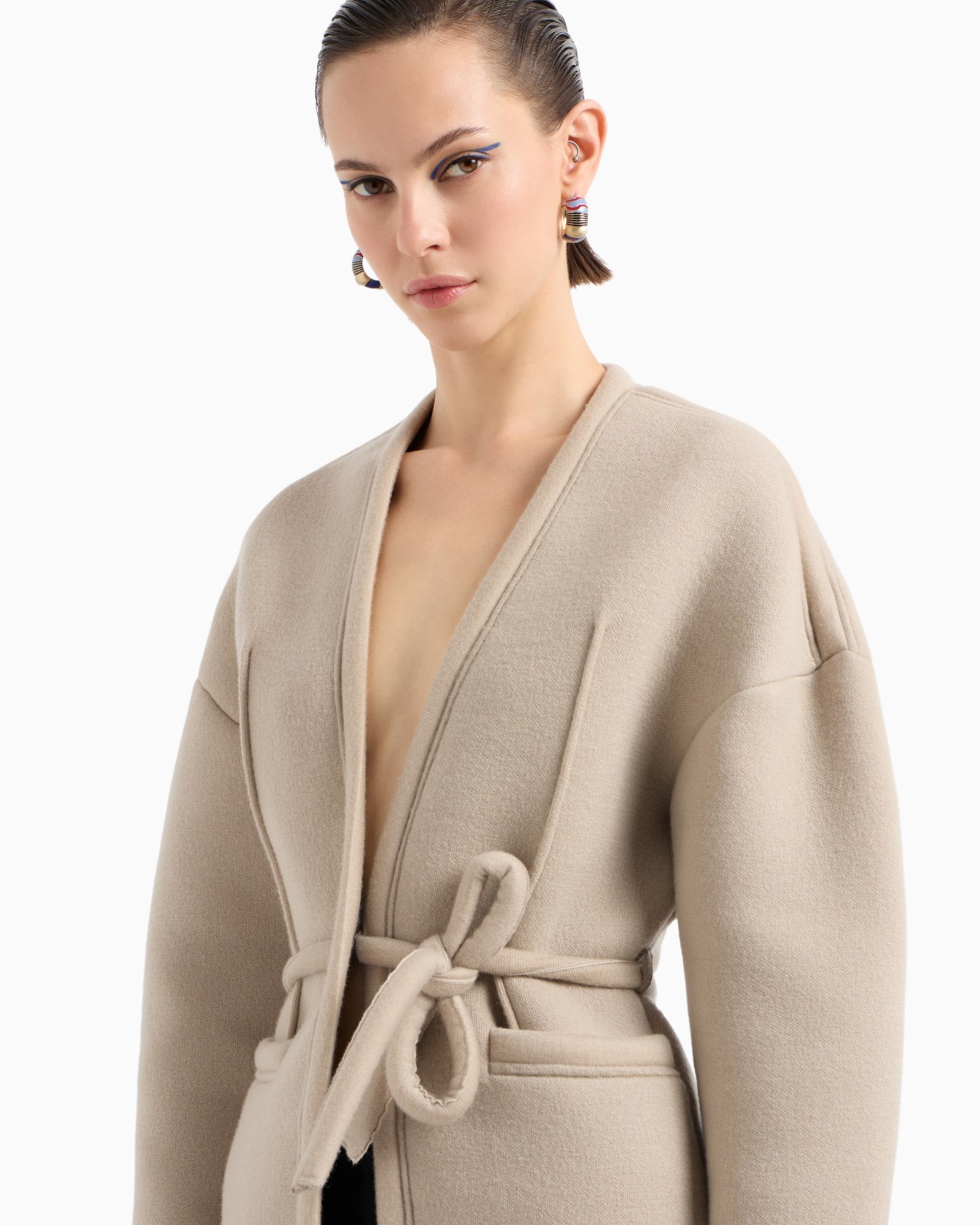 Chaqueta de abotonadura sencilla de punto de cachemir y viscosa Diapositiva 5