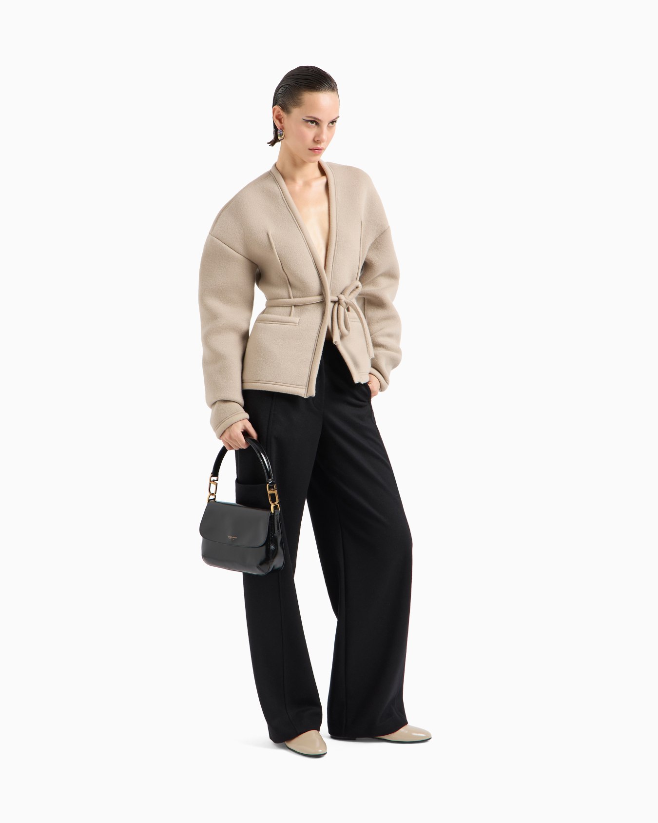 Chaqueta de abotonadura sencilla de punto de cachemir y viscosa Diapositiva 2