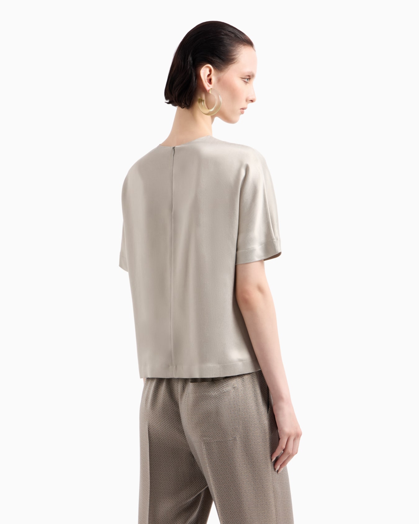 Cupro and viscose crew-neck blouse Slide 1