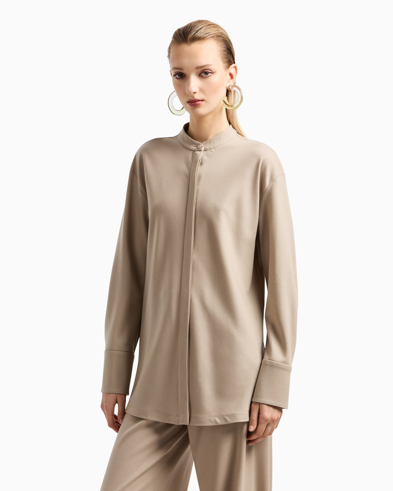 Long-sleeved fluid wool shirt Slide 3