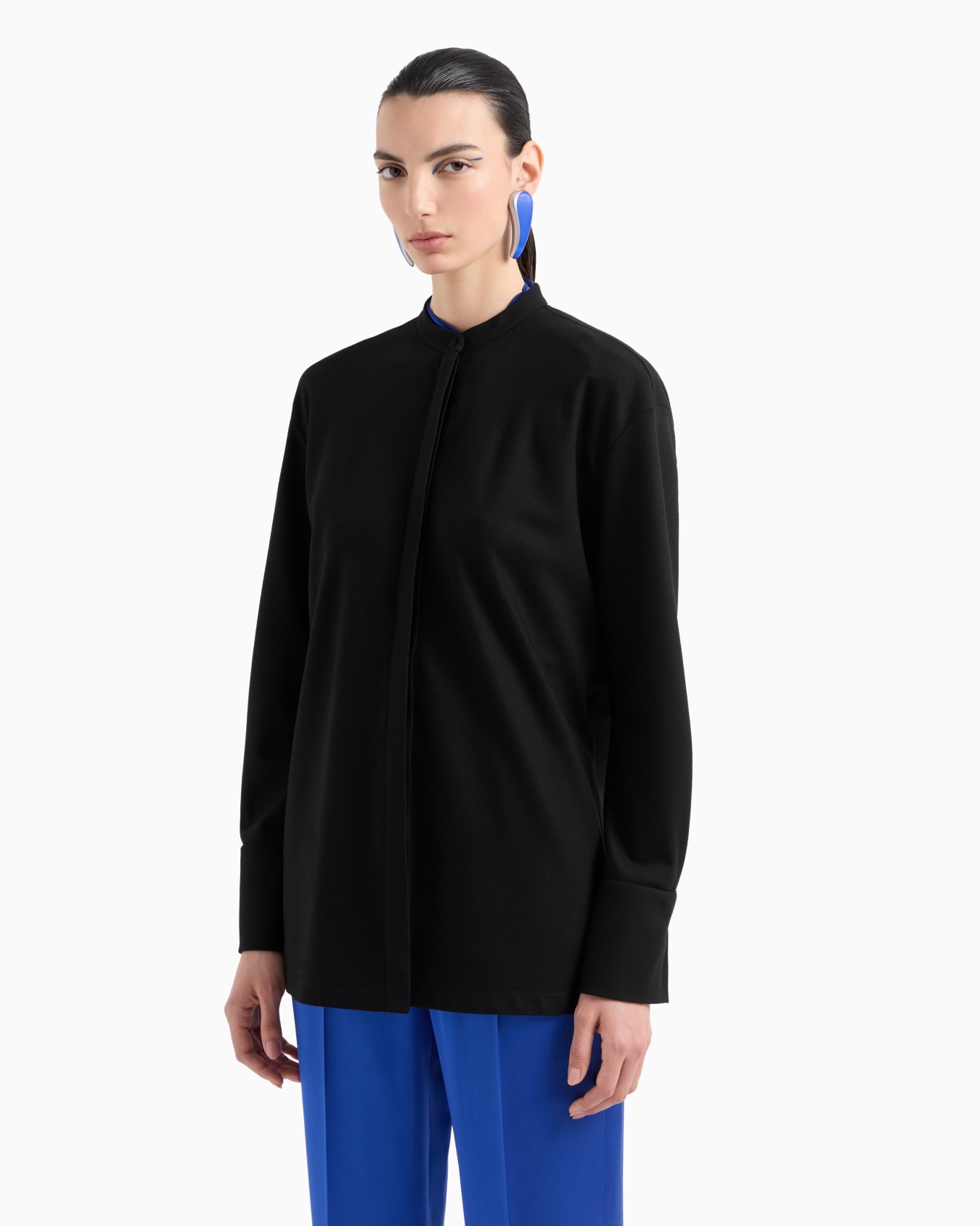 Long-sleeved fluid wool shirt Slide 4