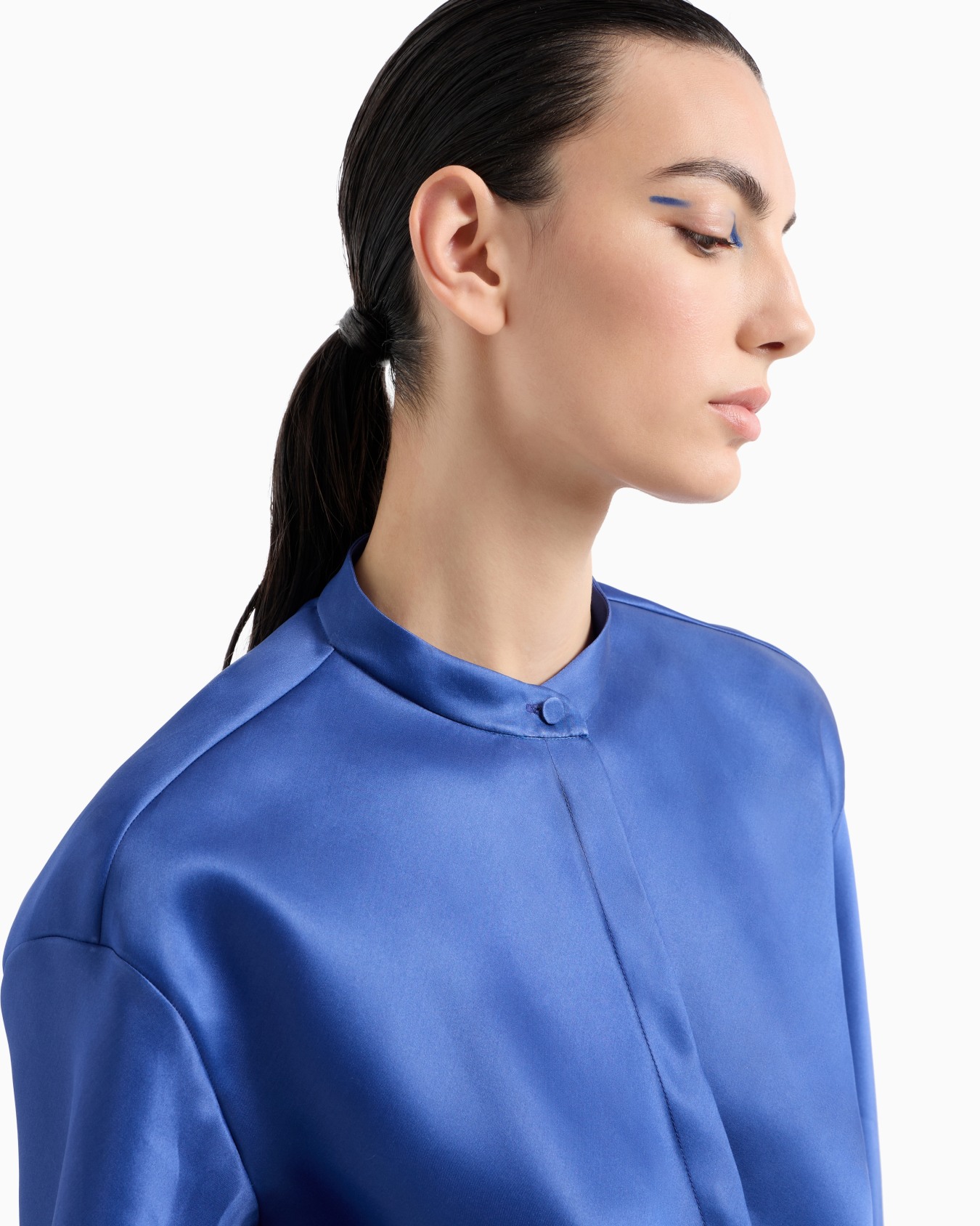 Camisa de manga larga de georgette triple de seda Diapositiva 5
