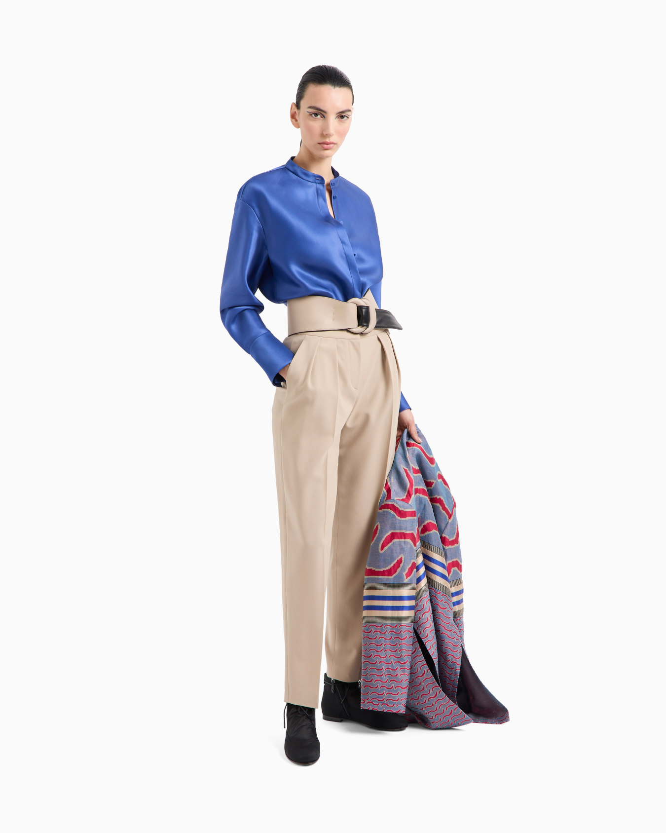 Camisa de manga larga de georgette triple de seda Diapositiva 2