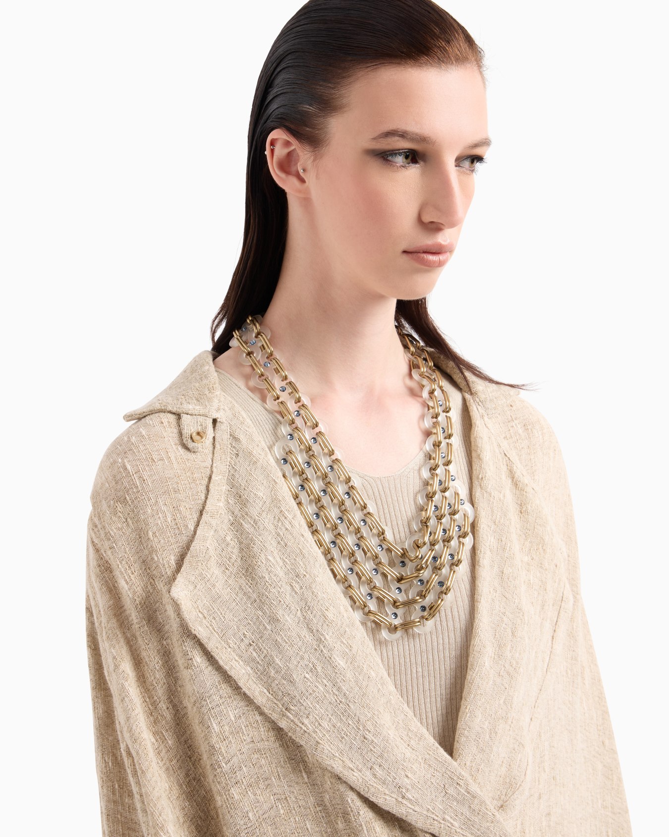 Long shirt in viscose and linen crêpe Slide 5