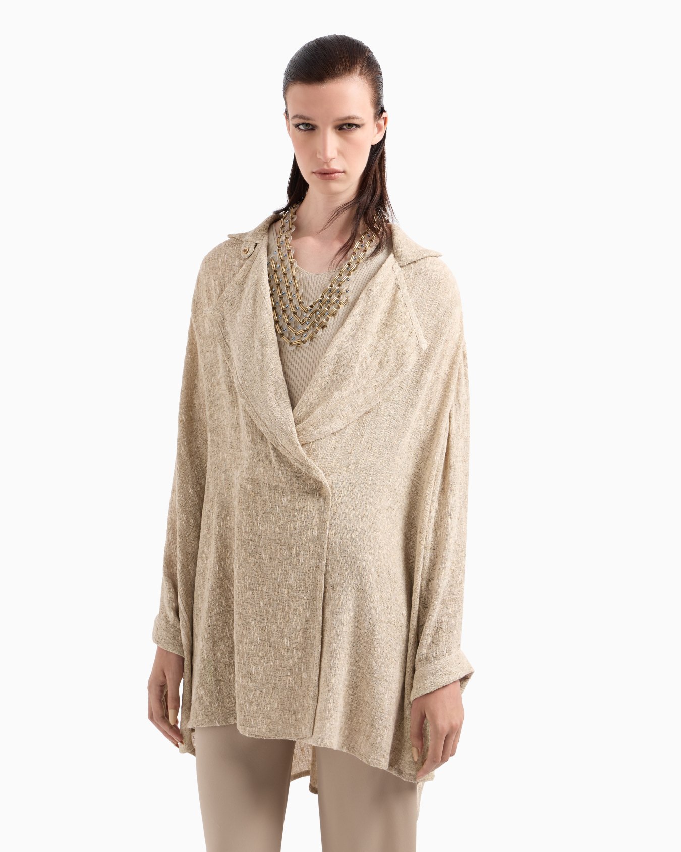 Long shirt in viscose and linen crêpe Slide 4
