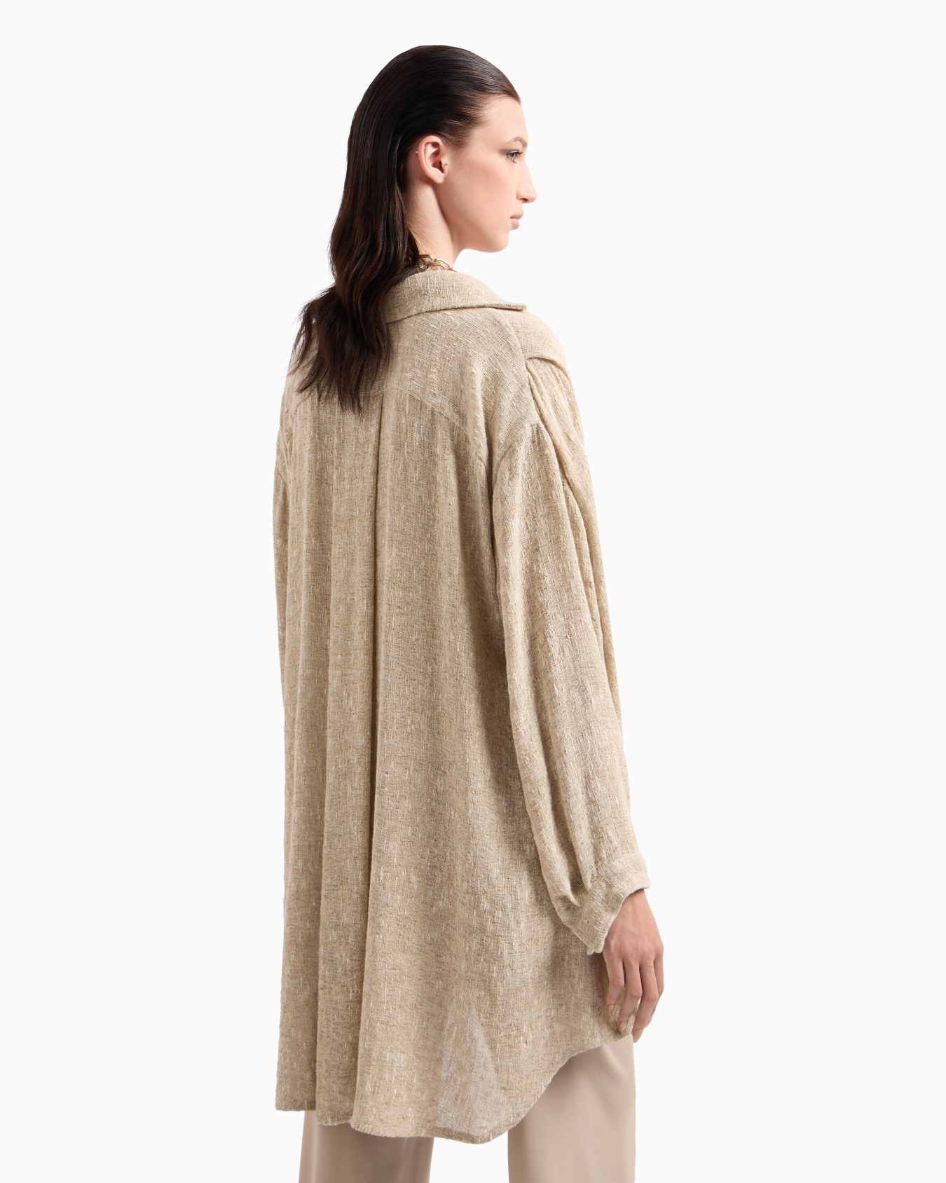 Long shirt in viscose and linen crêpe Slide 3