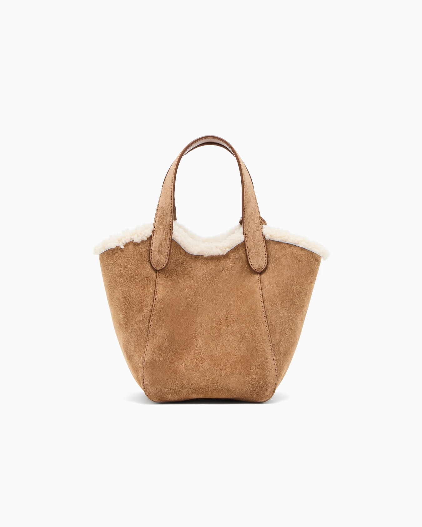 Borsa a mano piccola in suede e shearling di montone Giorgio Armani Neve Slide 2