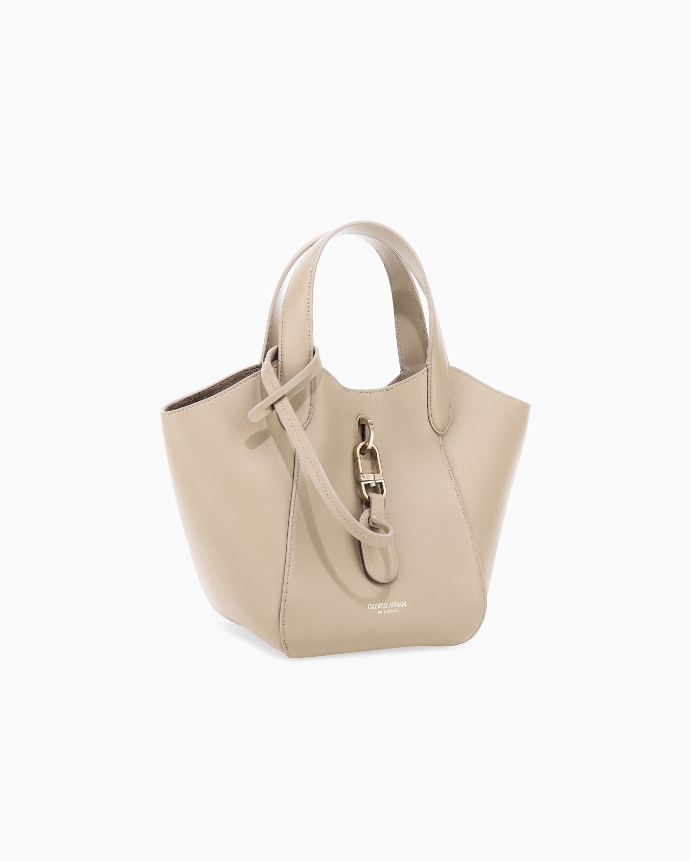 Handtasche aus Leder mit geometrischem Boden und Pochette Folie 1