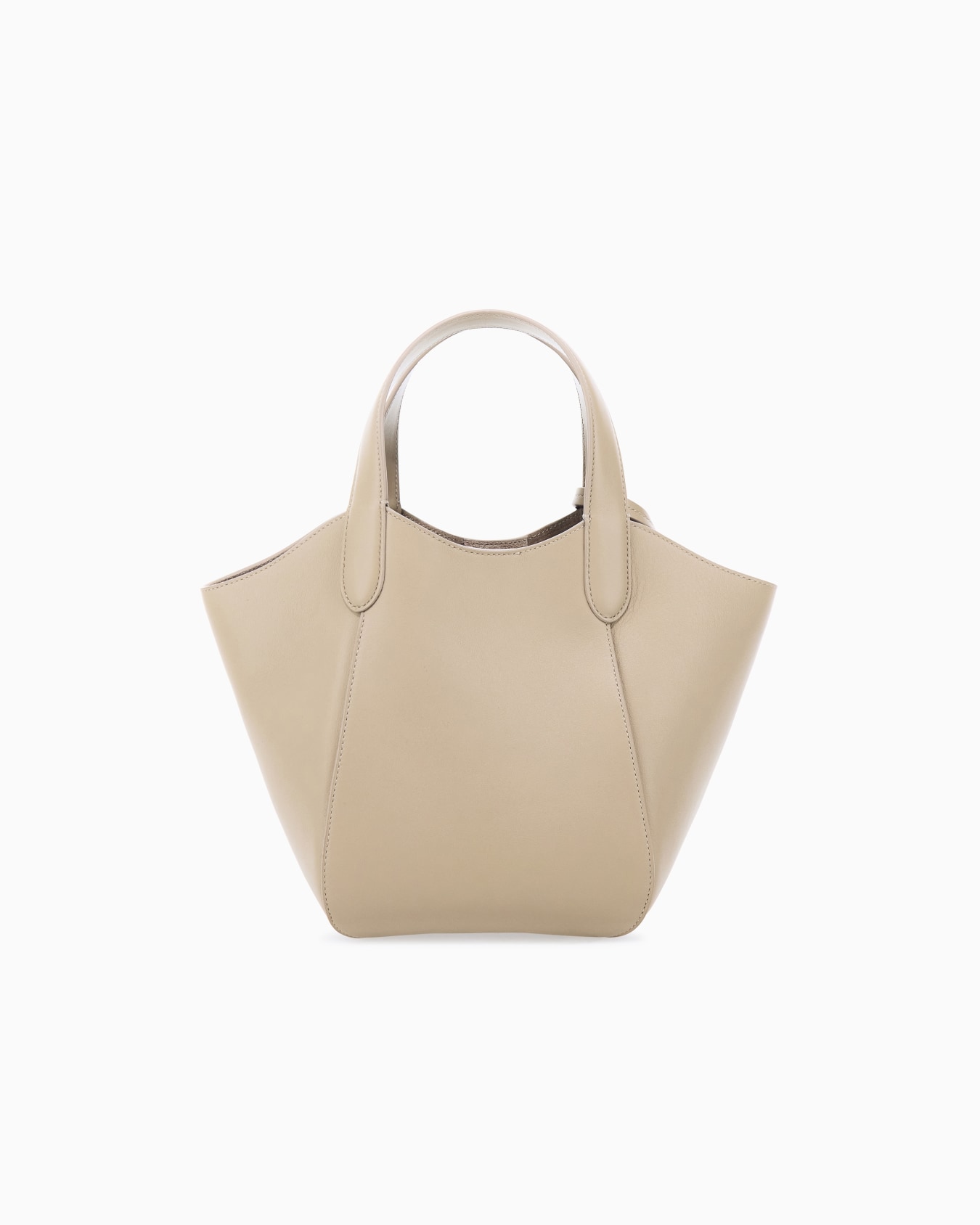 Handtasche aus Leder mit geometrischem Boden und Pochette Folie 2