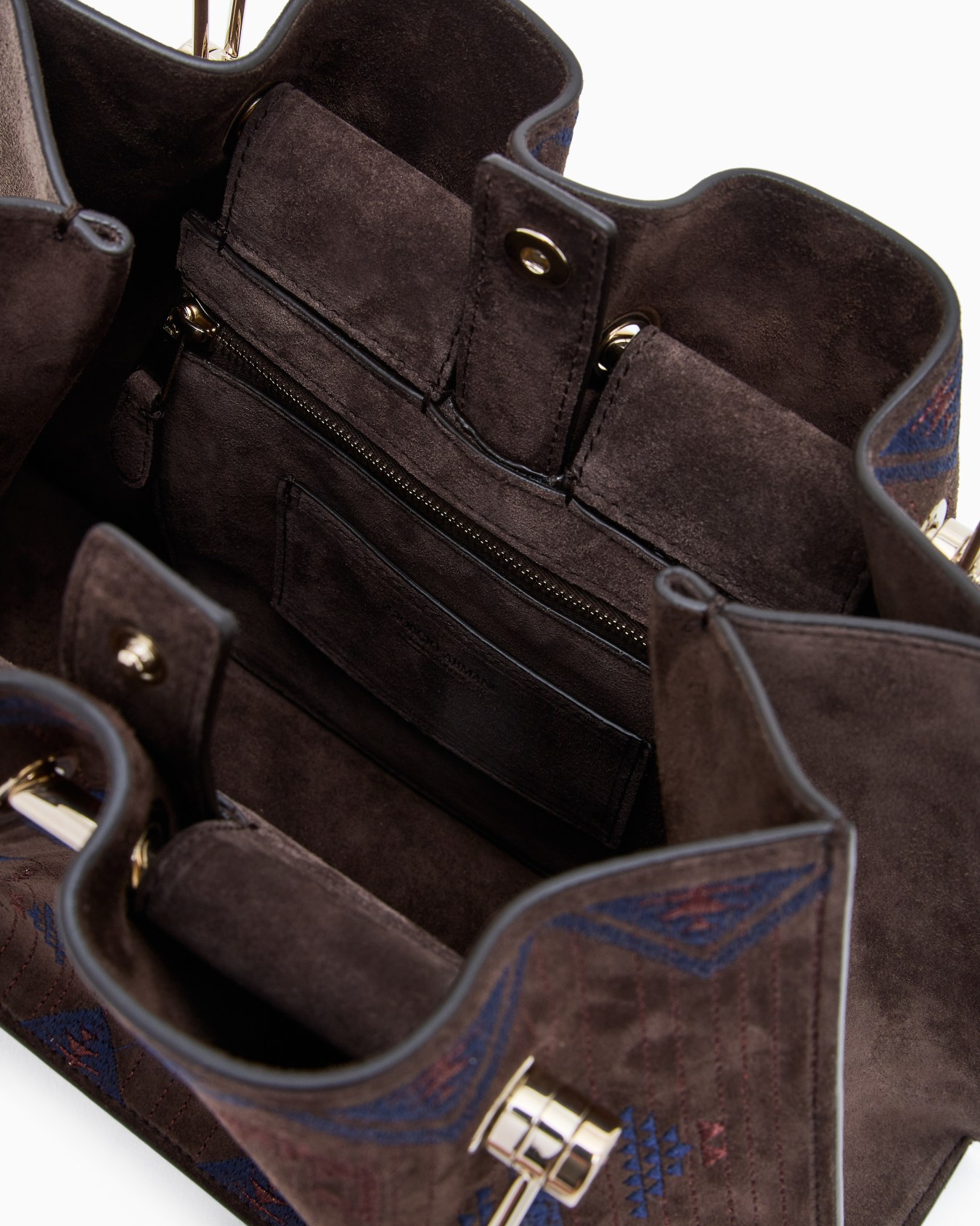 Small embroidered suede shopper bag Slide 3