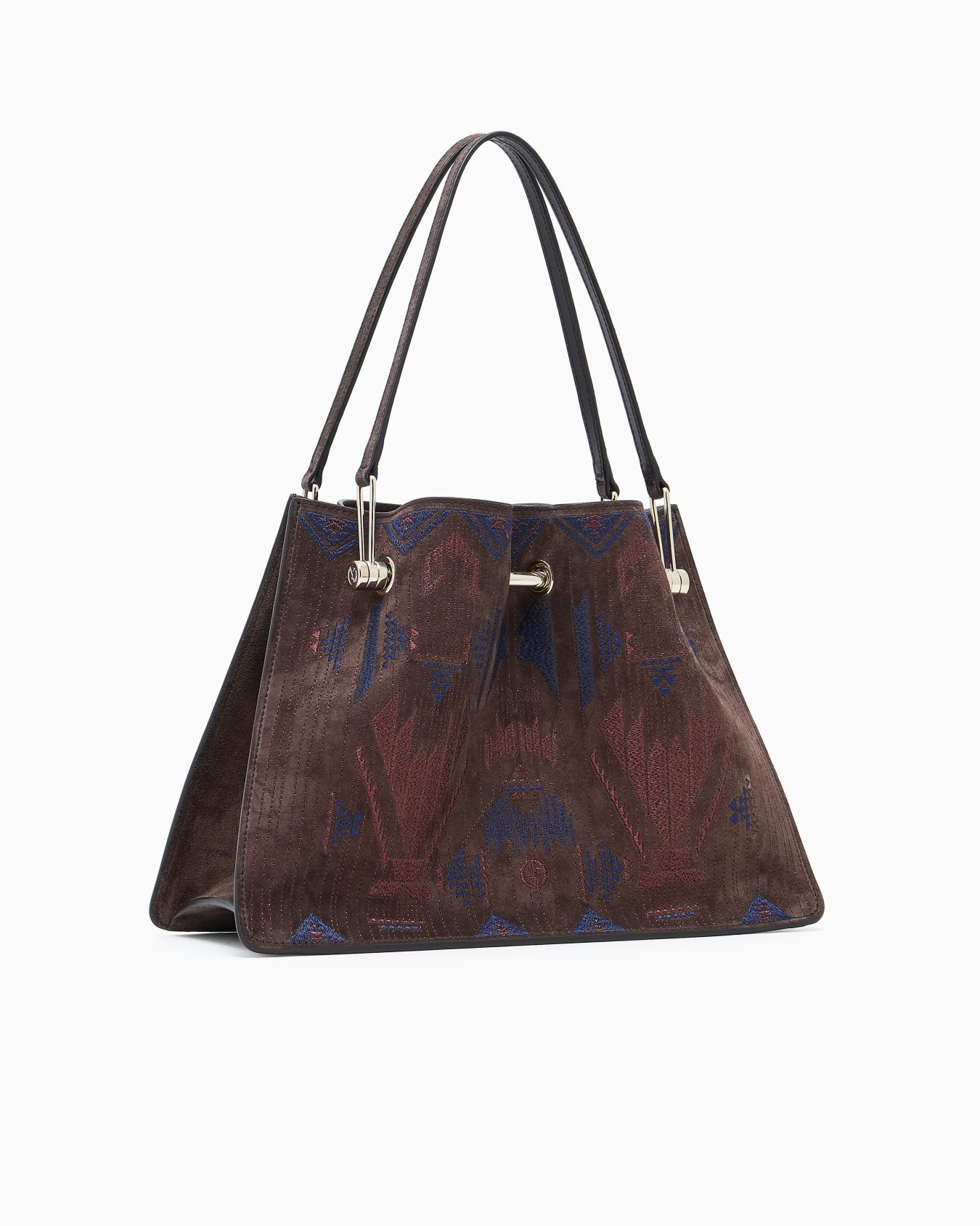 Small embroidered suede shopper bag Slide 1