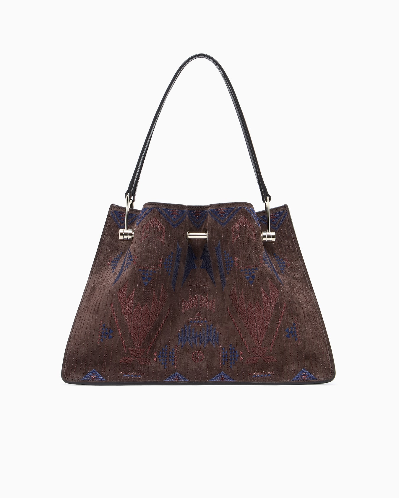 Small embroidered suede shopper bag Slide 0
