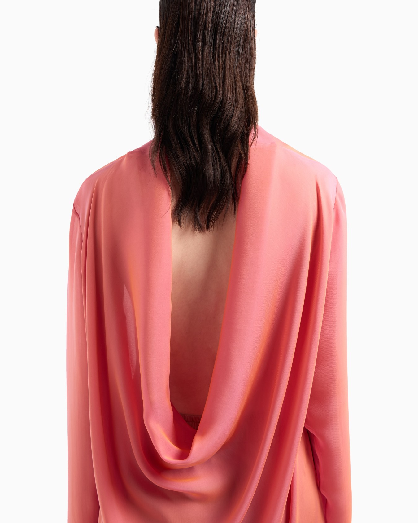 Two-tone silk chiffon long shirt Slide 5