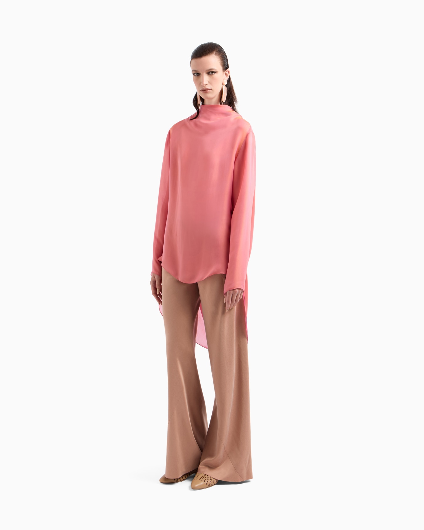 Two-tone silk chiffon long shirt Slide 4