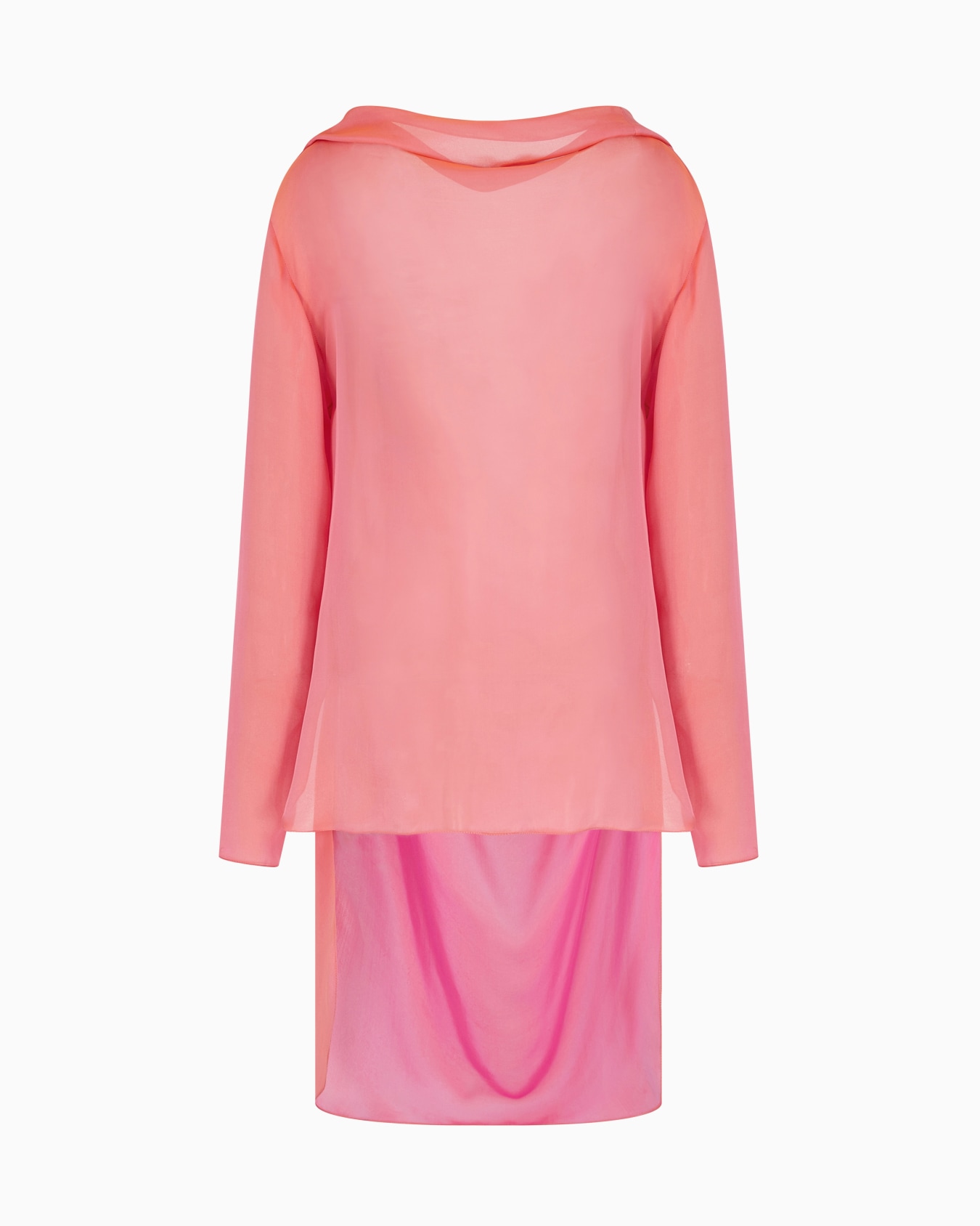 Two-tone silk chiffon long shirt Slide 0