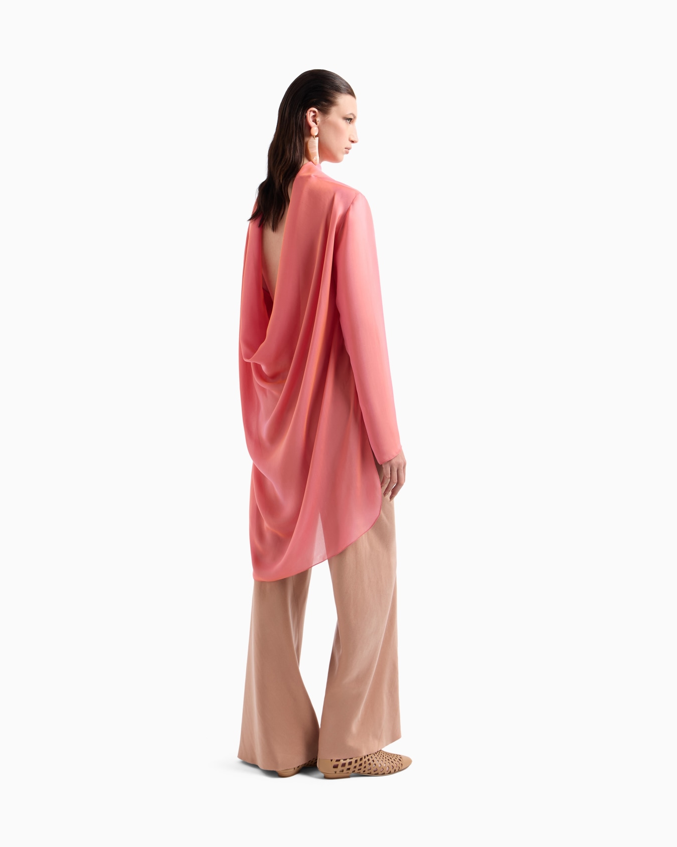 Two-tone silk chiffon long shirt Slide 3