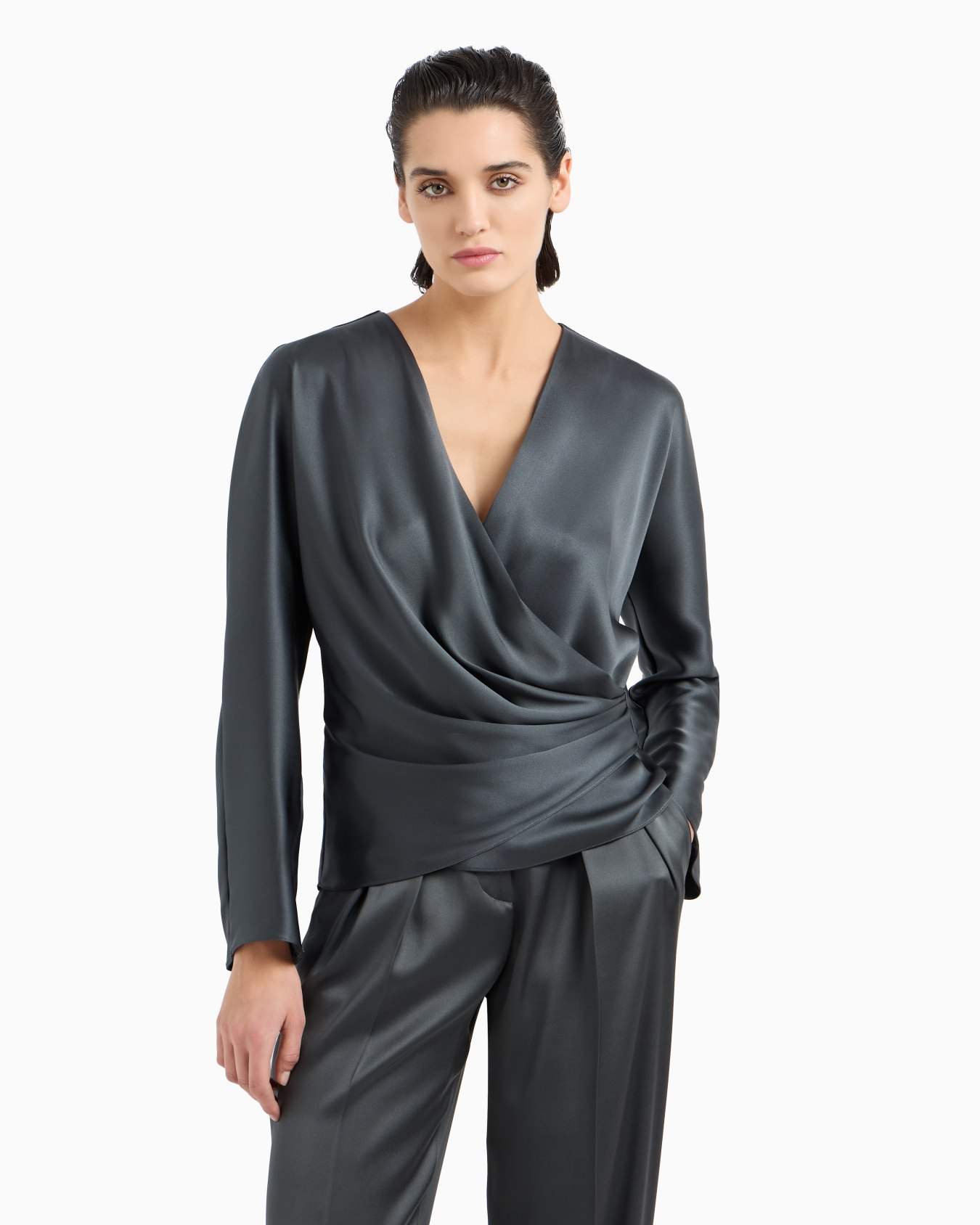 Chemise en satin double de soie Diapositive 3