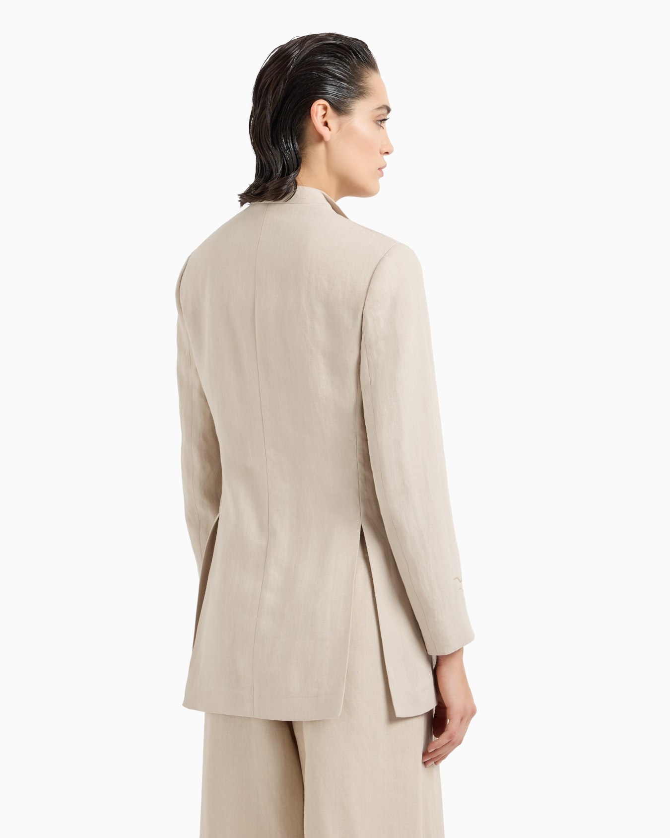 Long single-breasted linen jacket Slide 2