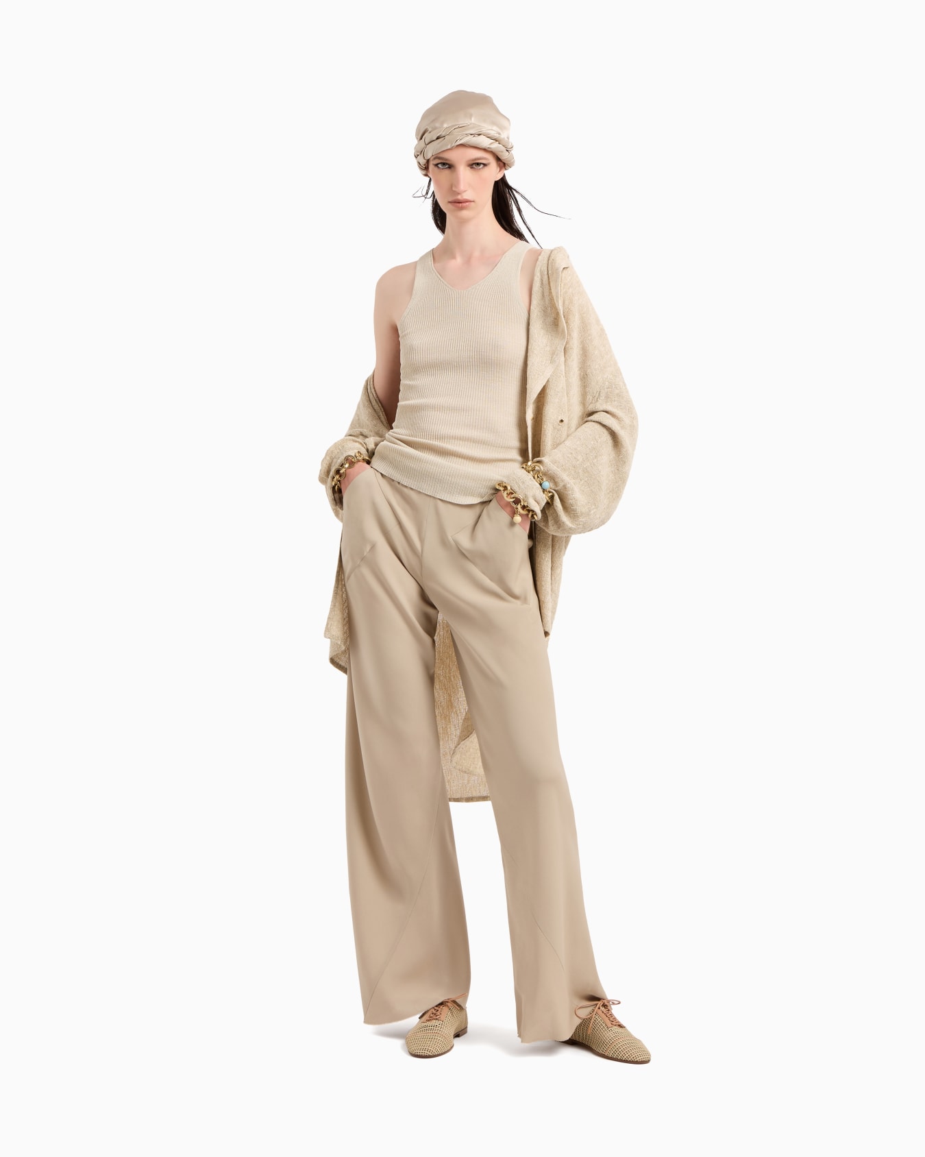 Triple silk georgette flared trousers Slide 2