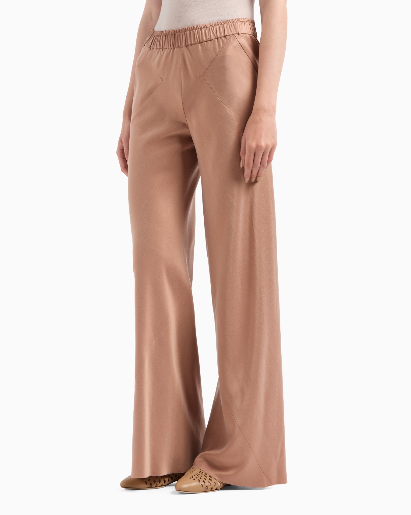 Washed viscose and silk flared trousers Slide 4