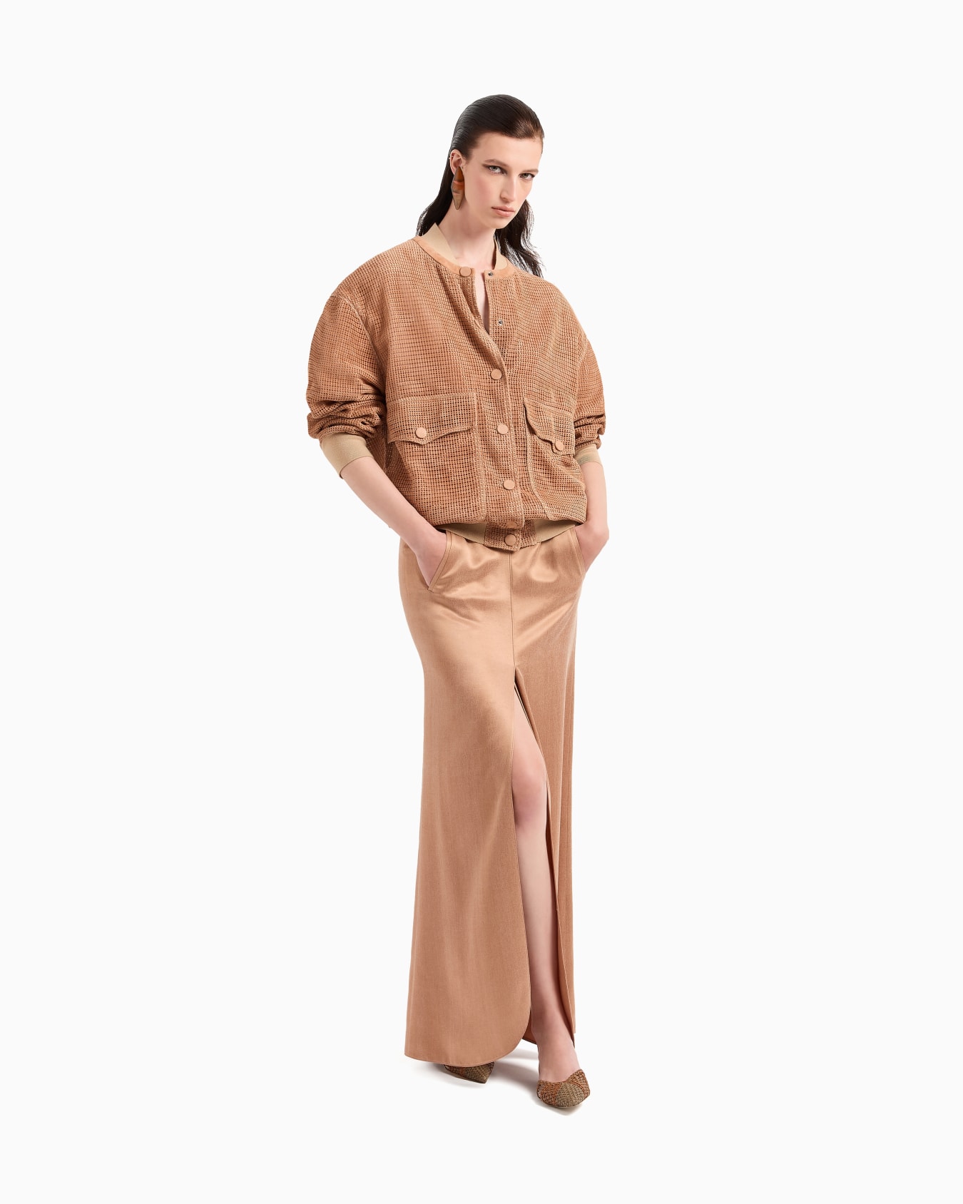 Viscose and cupro long skirt Slide 2