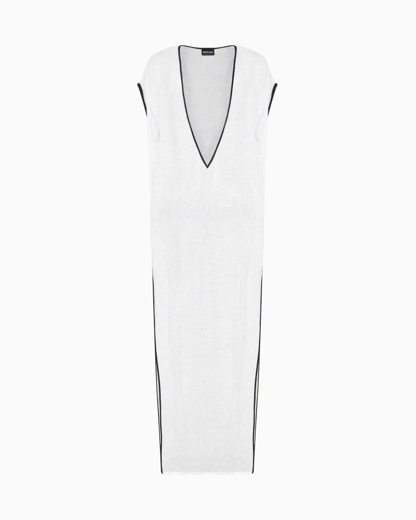 Langes Kleid aus Mesh-Leinenmischgewebe Folie 0