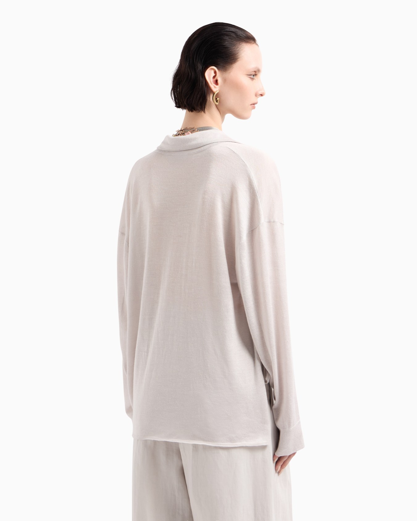Silk and linen jumper with draping Slide 1