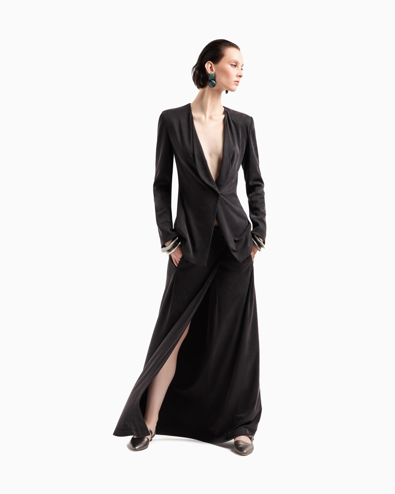 Cupro interlock long skirt Slide 2