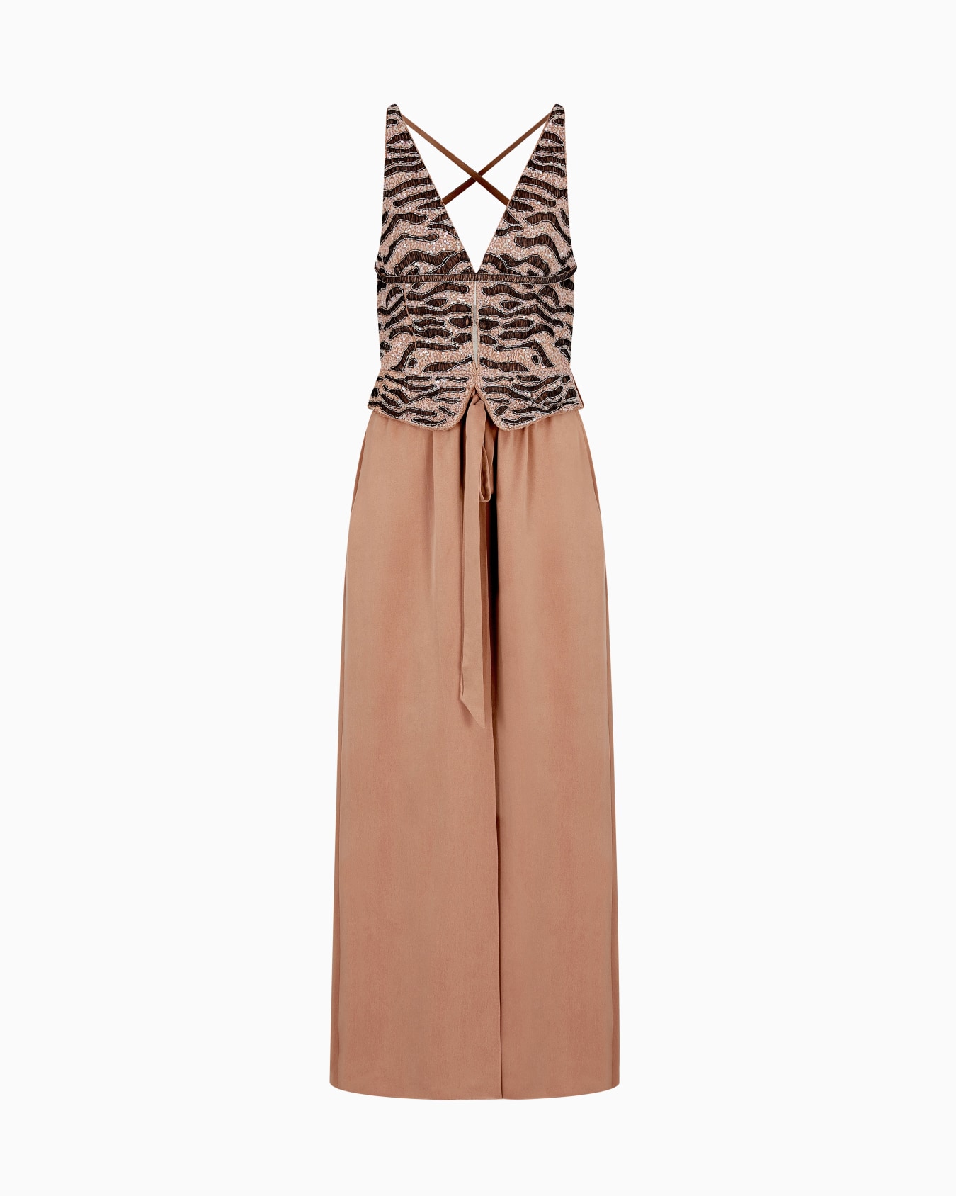 Embroidered viscose and silk long dress Slide 0