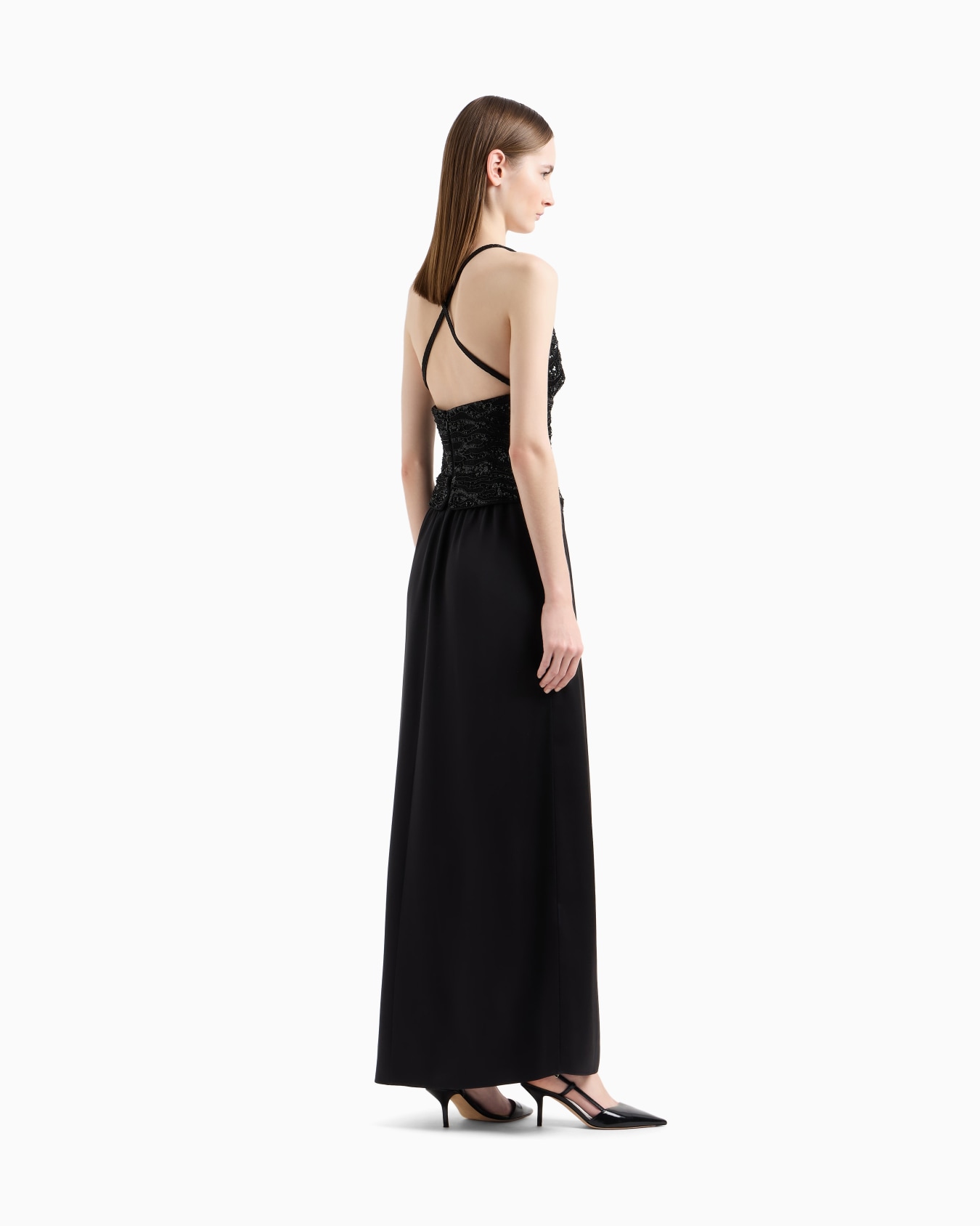 Silk embroidered long dress Slide 2