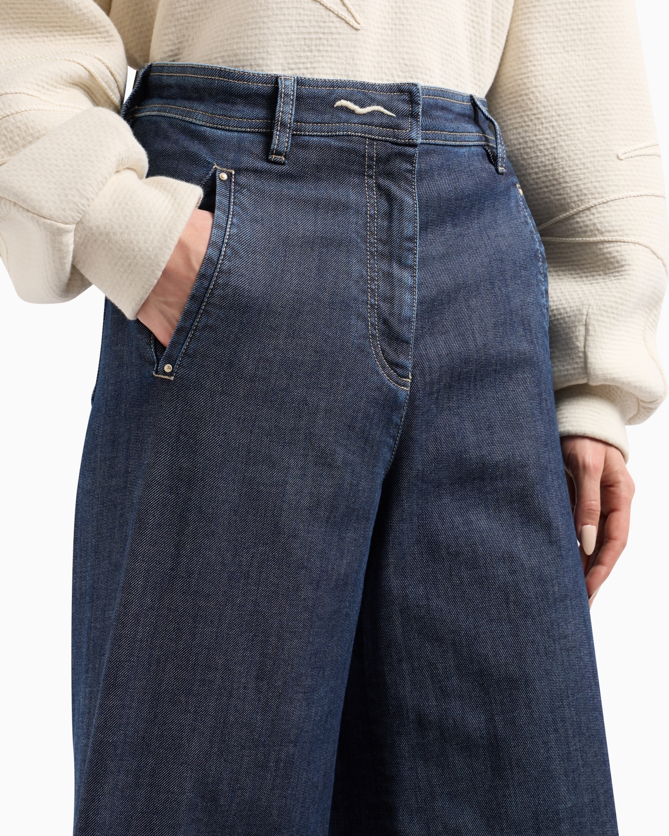 Denim Collection wide-leg trousers in stretch cotton denim Slide 5