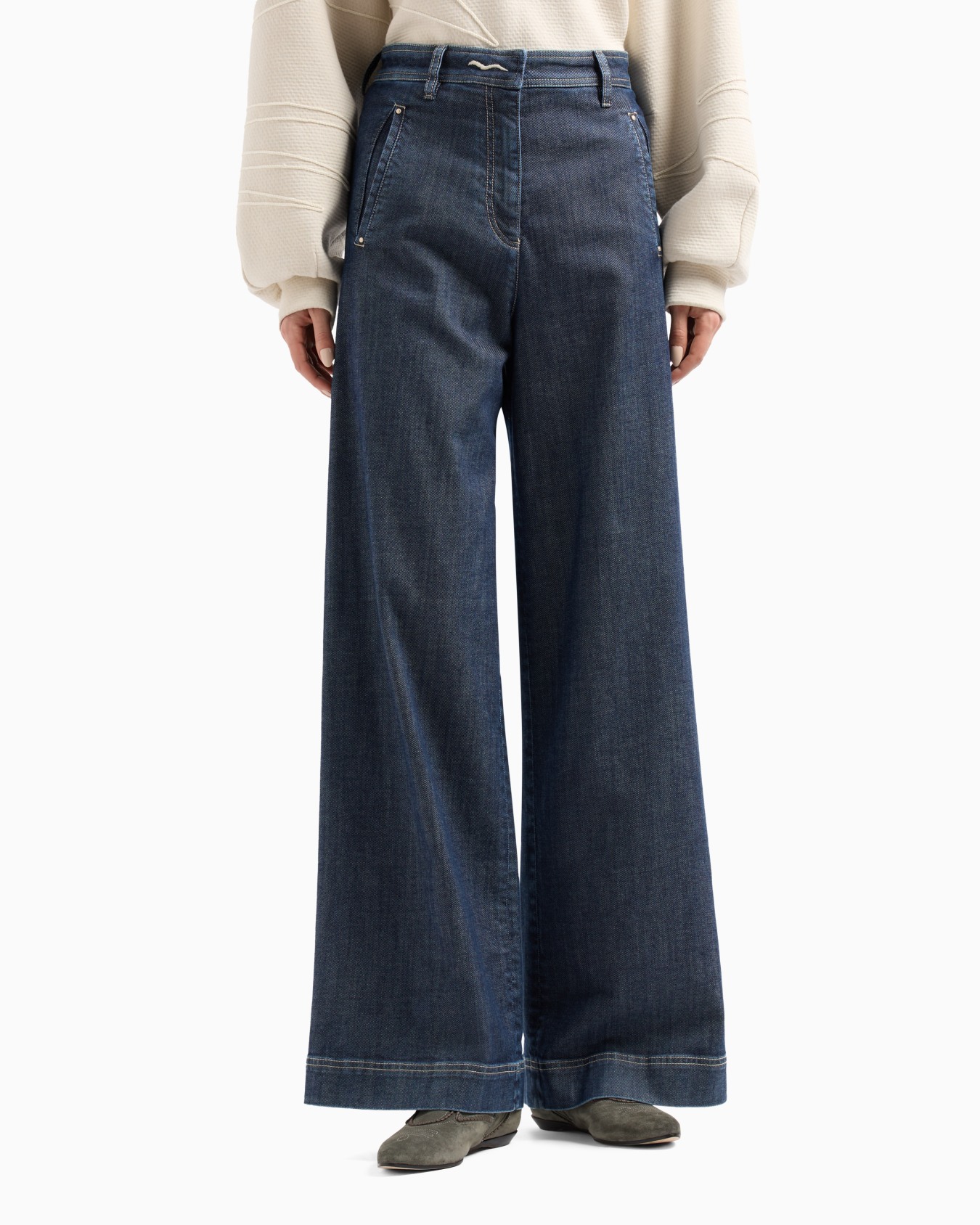 Denim Collection wide-leg trousers in stretch cotton denim Slide 4